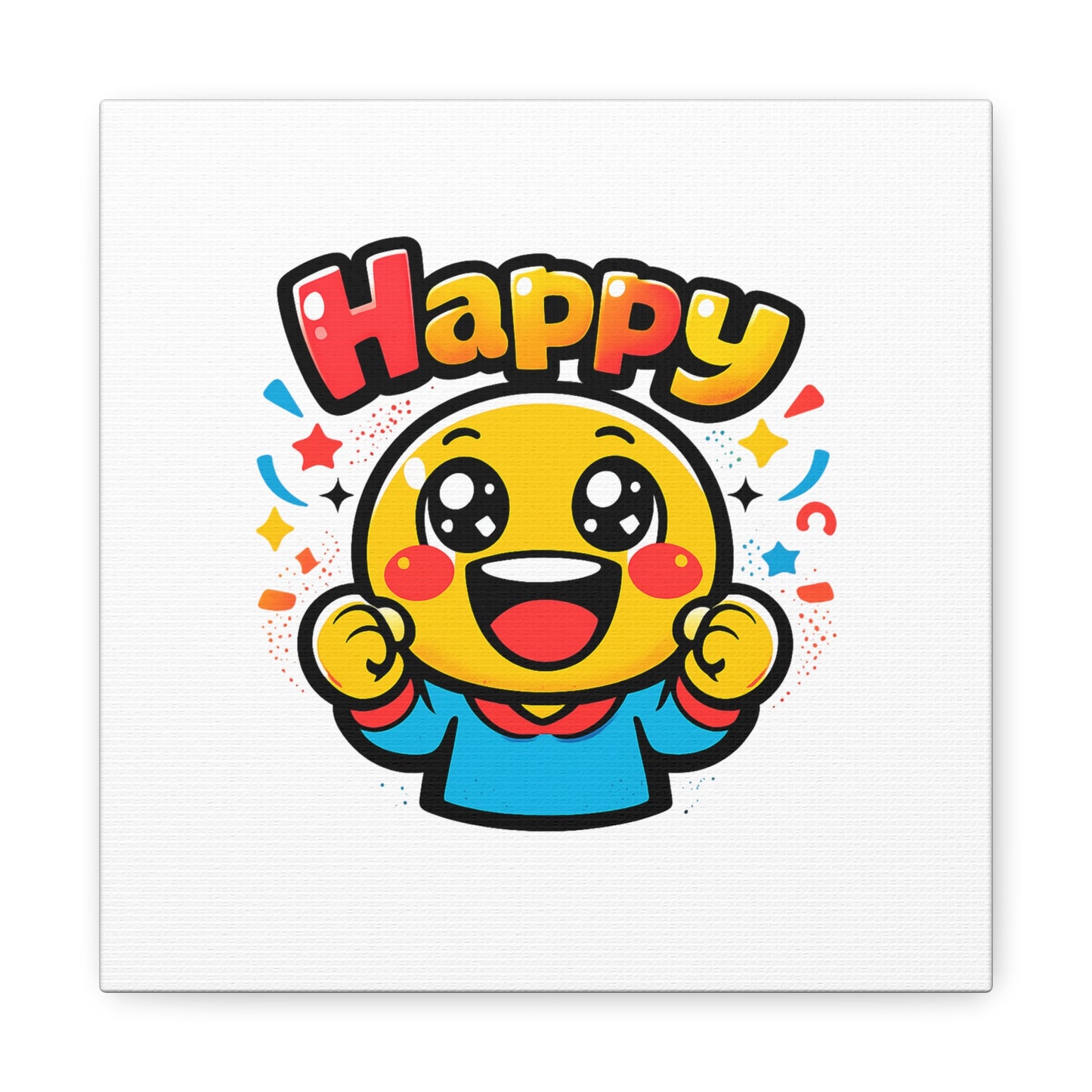 Happy Emoji Cartoon Canvas | Bold Cartoon, Thick Outline, Kawaii Minimal