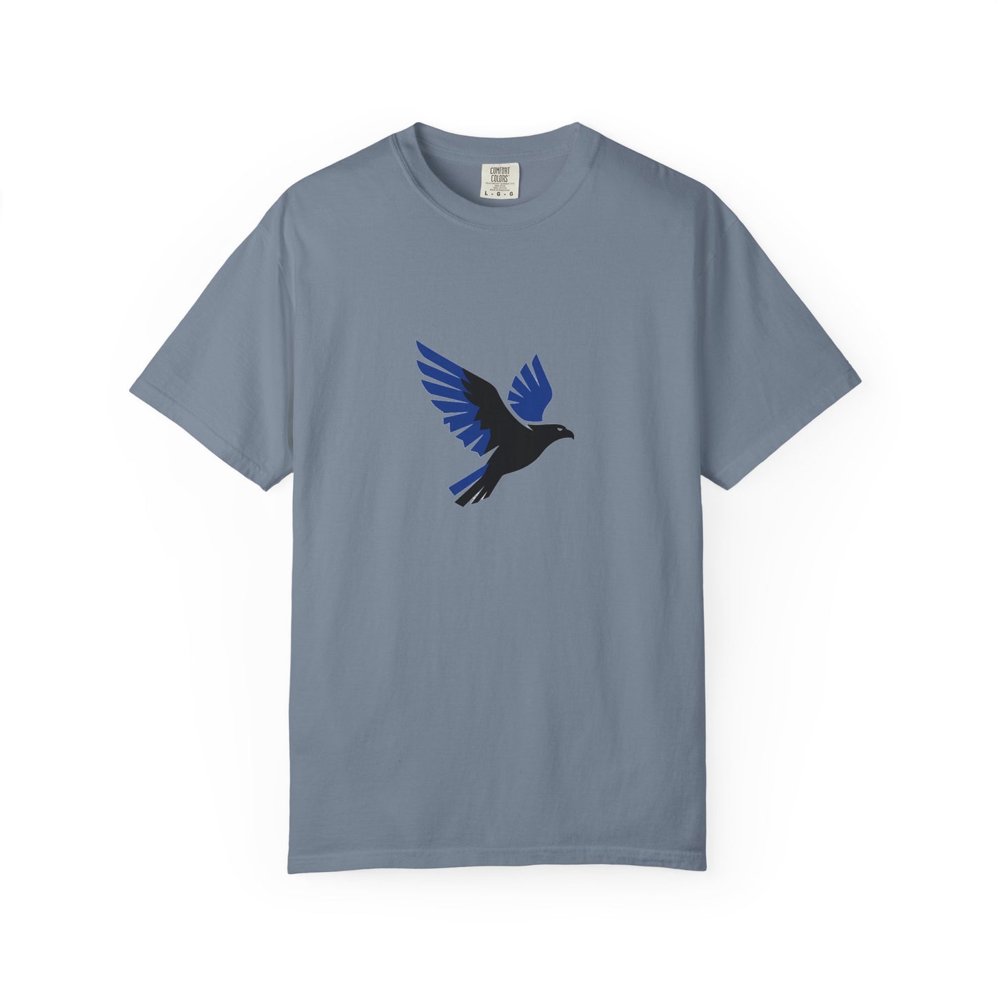 Blue Raven Graphic T-Shirt — Minimal Flying Bird Tee