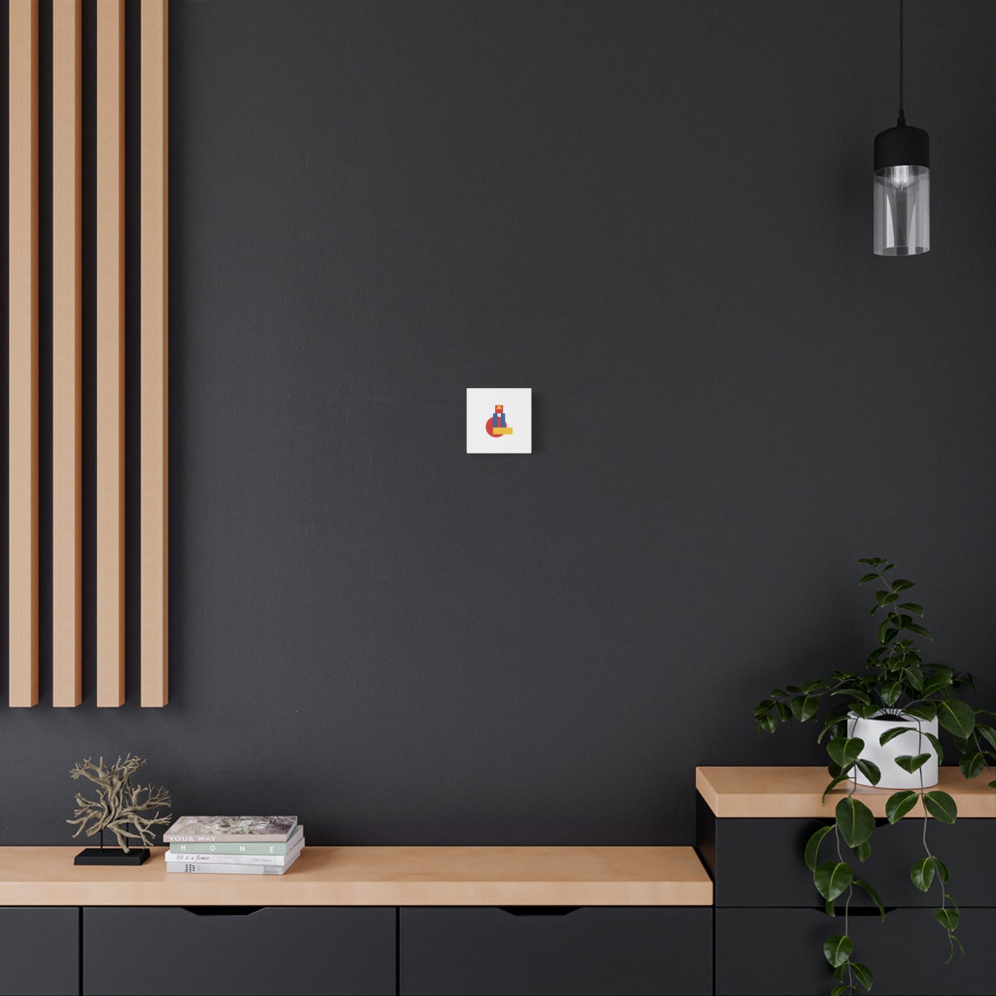 Abstract Geometric Shape Canvas Print — Minimalist Primary Color Wall Art