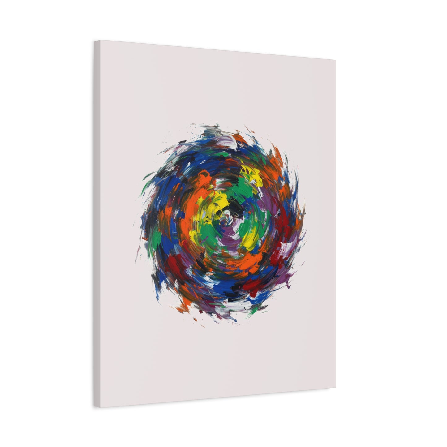 Abstract Color Swirl Canvas - Vibrant Circular Brushstroke Wall Art (Matte Stretched)
