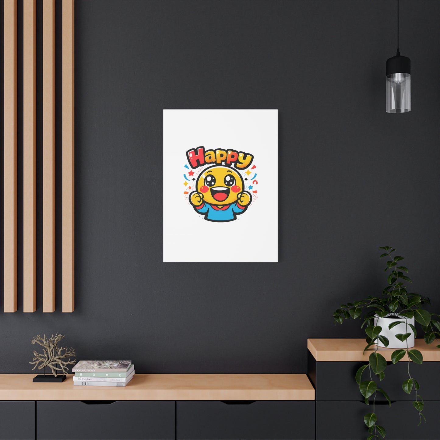 Happy Emoji Cartoon Canvas | Bold Cartoon, Thick Outline, Kawaii Minimal