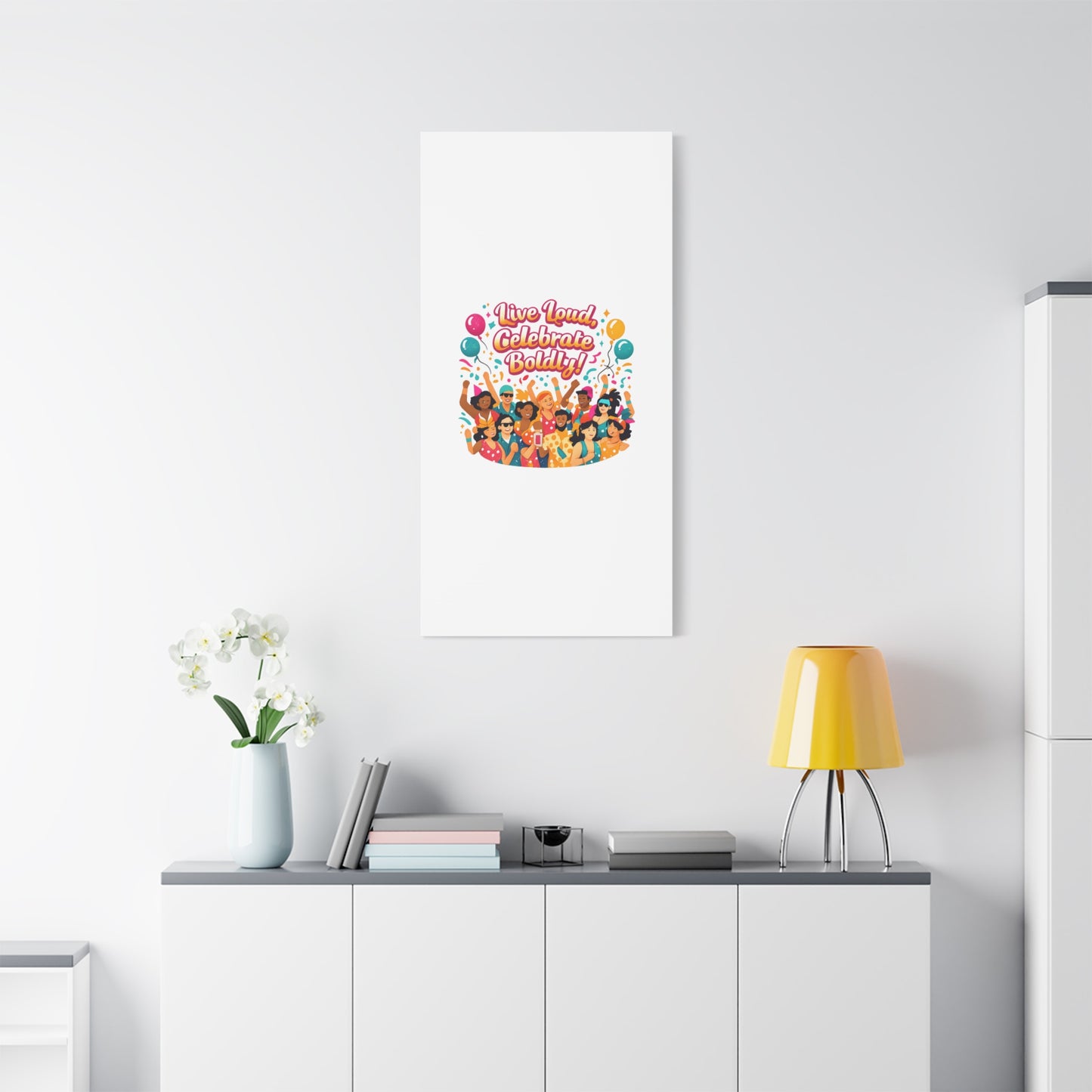 Live Loud Celebrate Boldly Canvas | Carnival Fiesta Confetti, Neon brights