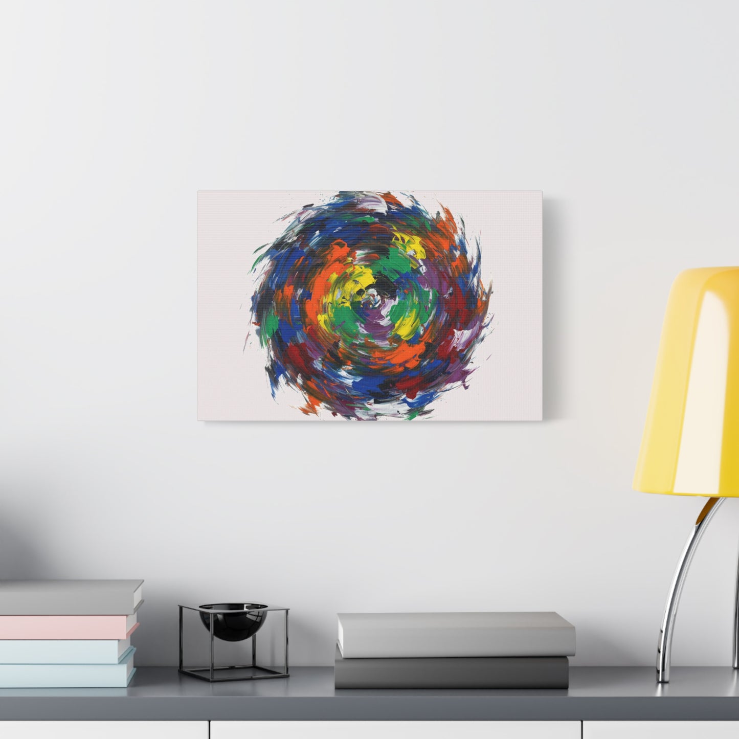 Abstract Color Swirl Canvas - Vibrant Circular Brushstroke Wall Art (Matte Stretched)