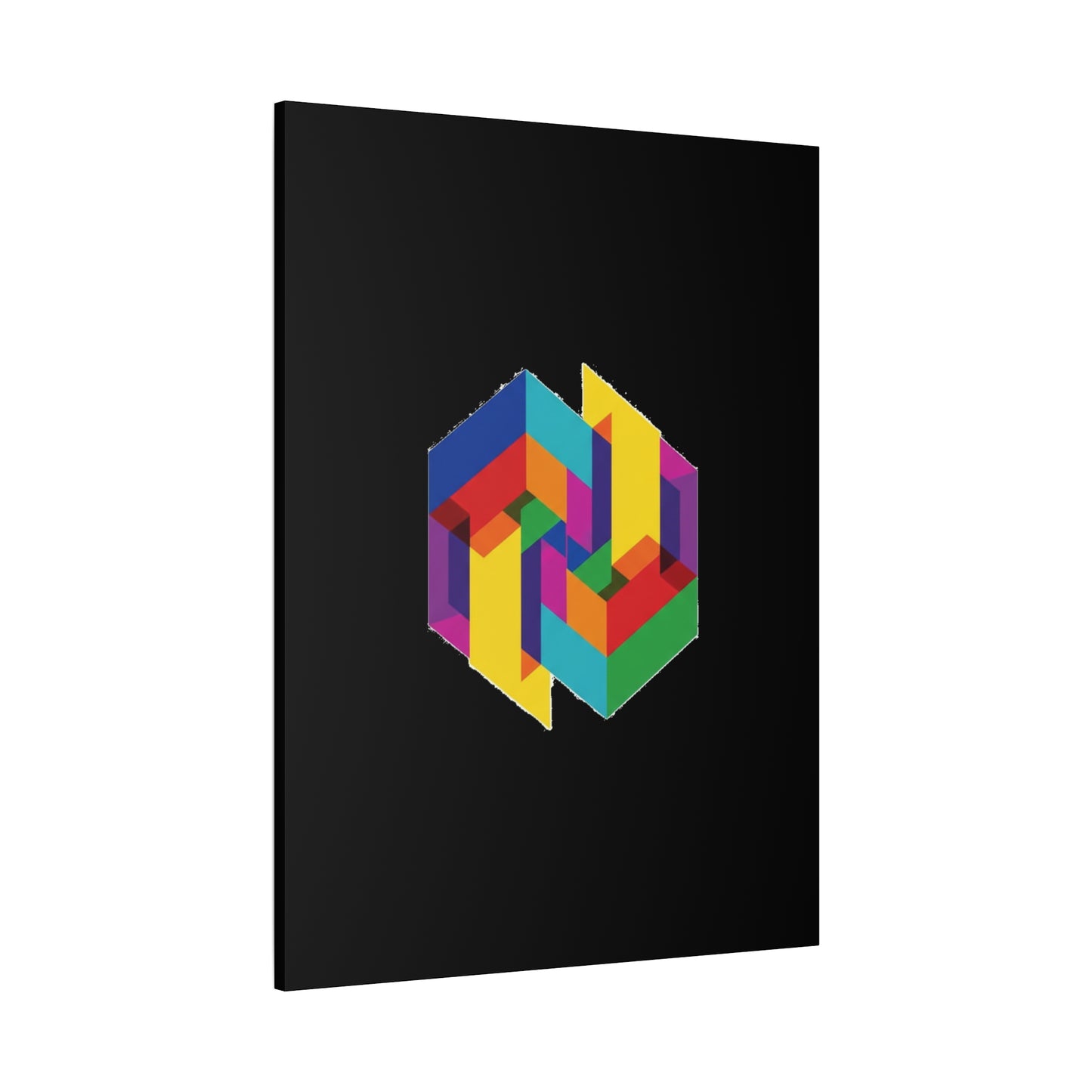 Colorful Geometric Cube Canvas Print — Modern Abstract Wall Art