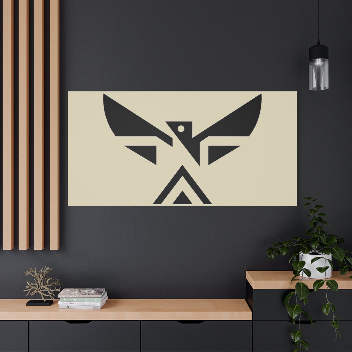Minimalist Geometric Eagle Canvas Print — Modern Native-Inspired Wall Art