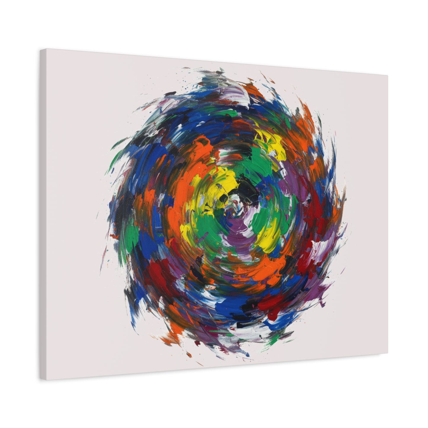 Abstract Color Swirl Canvas - Vibrant Circular Brushstroke Wall Art (Matte Stretched)