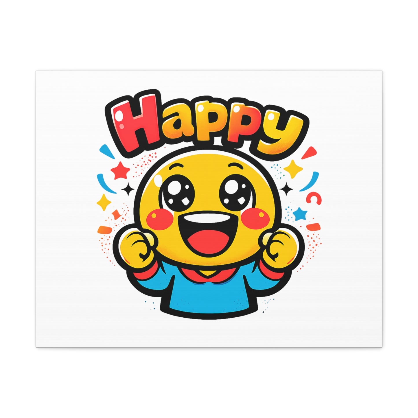 Happy Emoji Cartoon Canvas | Bold Cartoon, Thick Outline, Kawaii Minimal