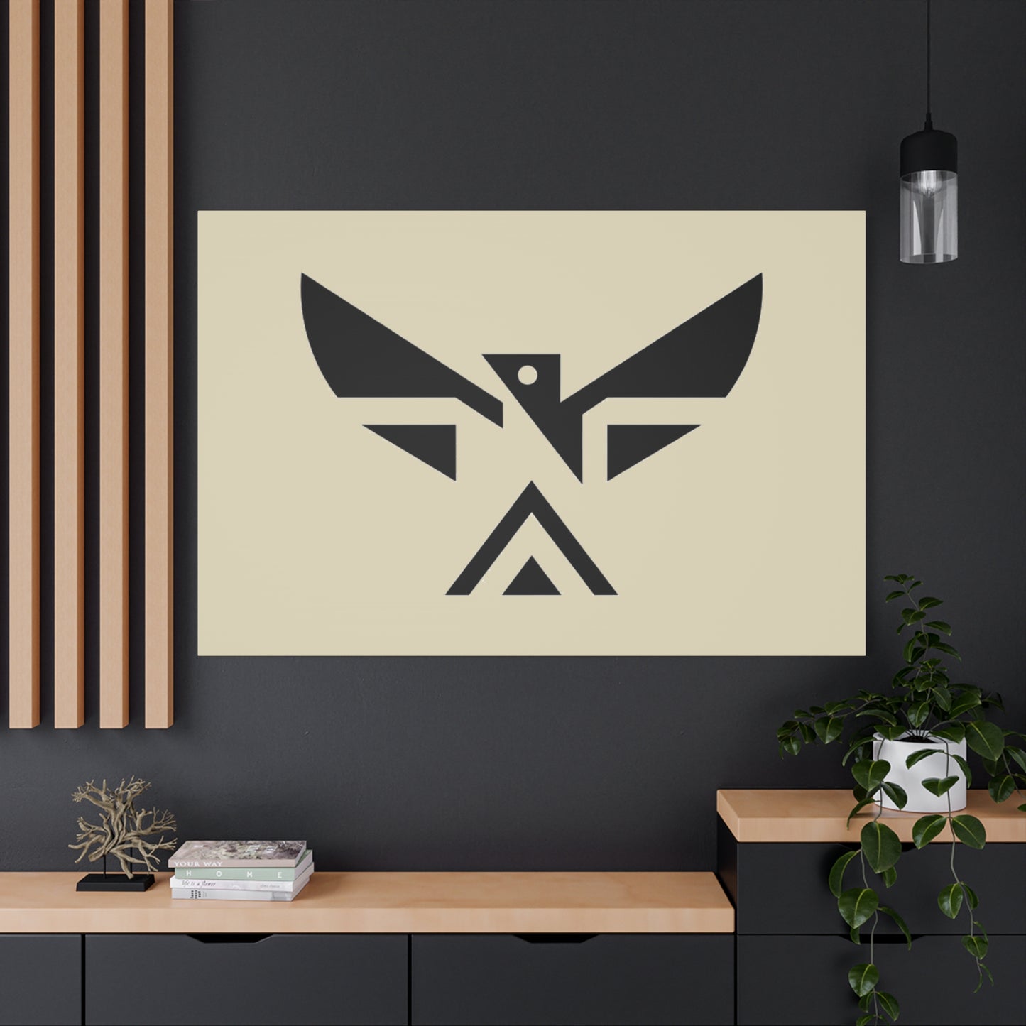 Minimalist Geometric Eagle Canvas Print — Modern Native-Inspired Wall Art