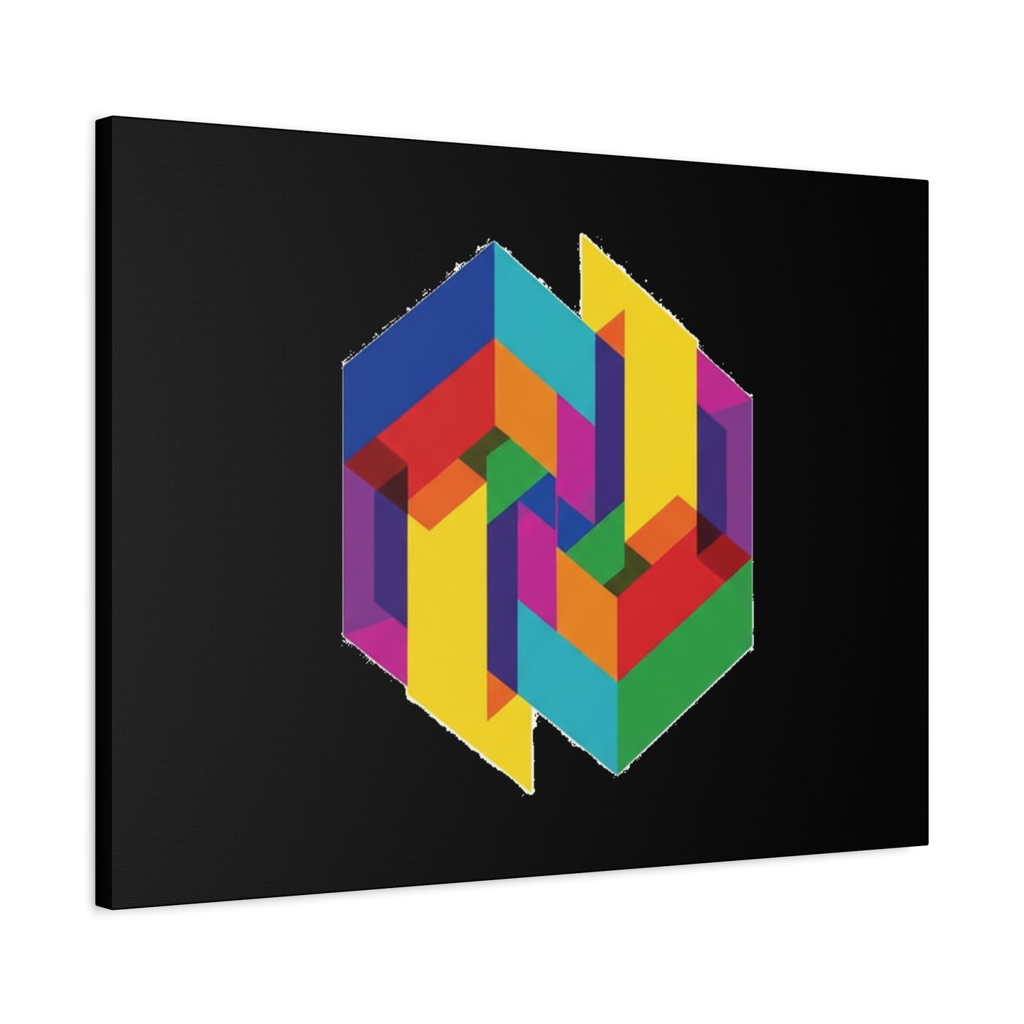 Colorful Geometric Cube Canvas Print — Modern Abstract Wall Art