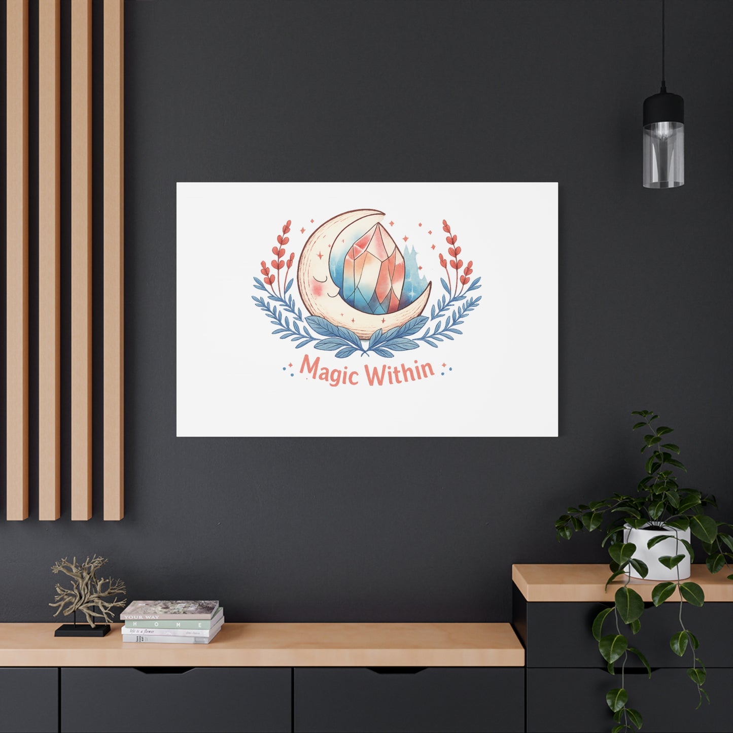 Magic Within Moon Crystal Canvas | witchcore, moon phase, crystals