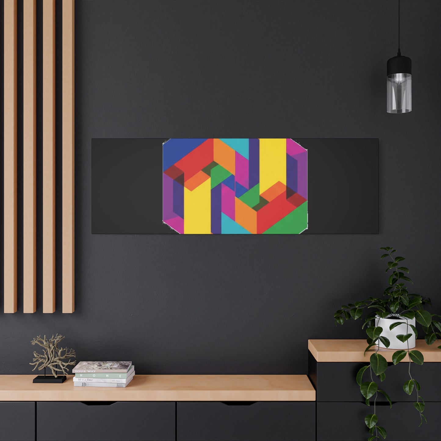 Colorful Geometric Cube Canvas Print — Modern Abstract Wall Art