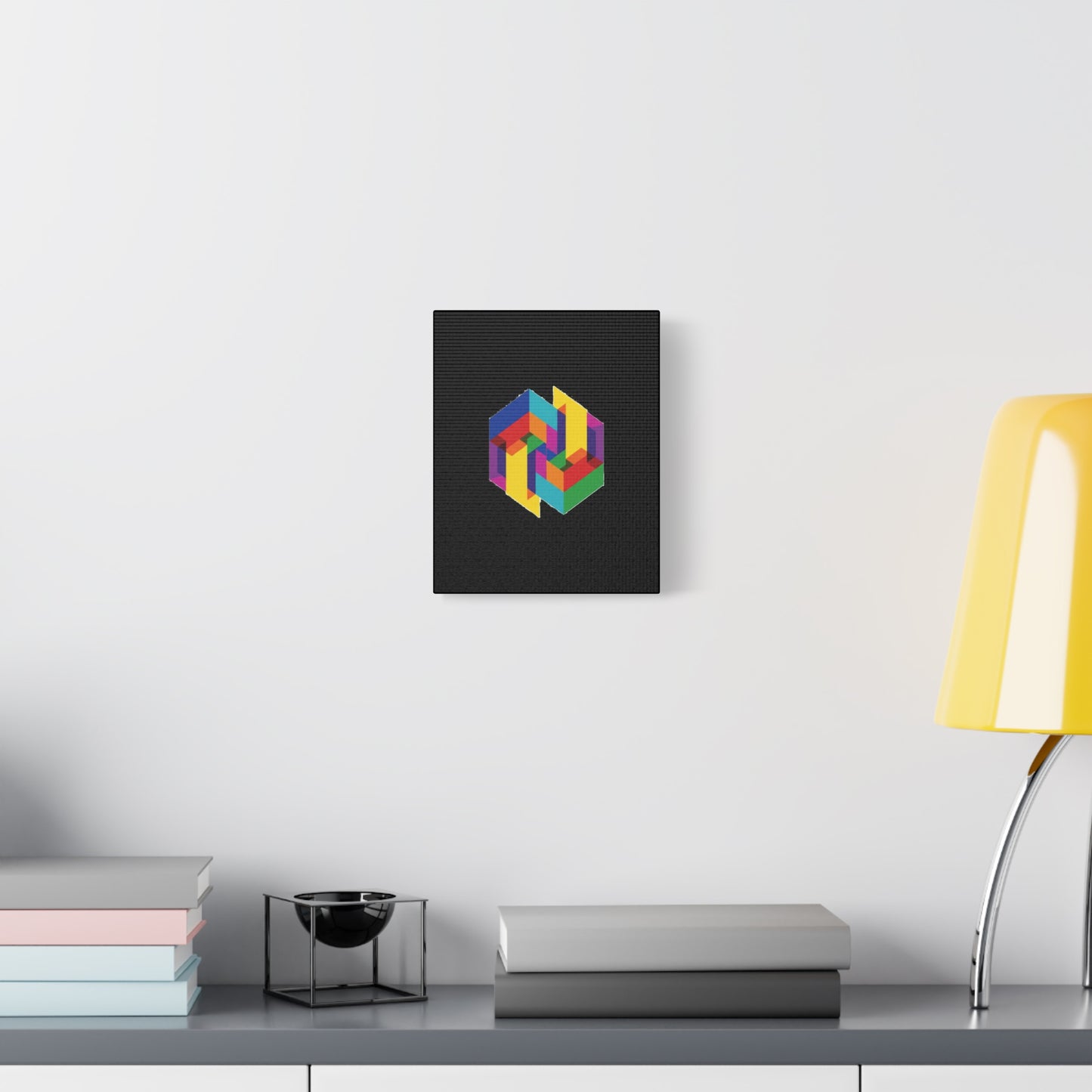 Colorful Geometric Cube Canvas Print — Modern Abstract Wall Art