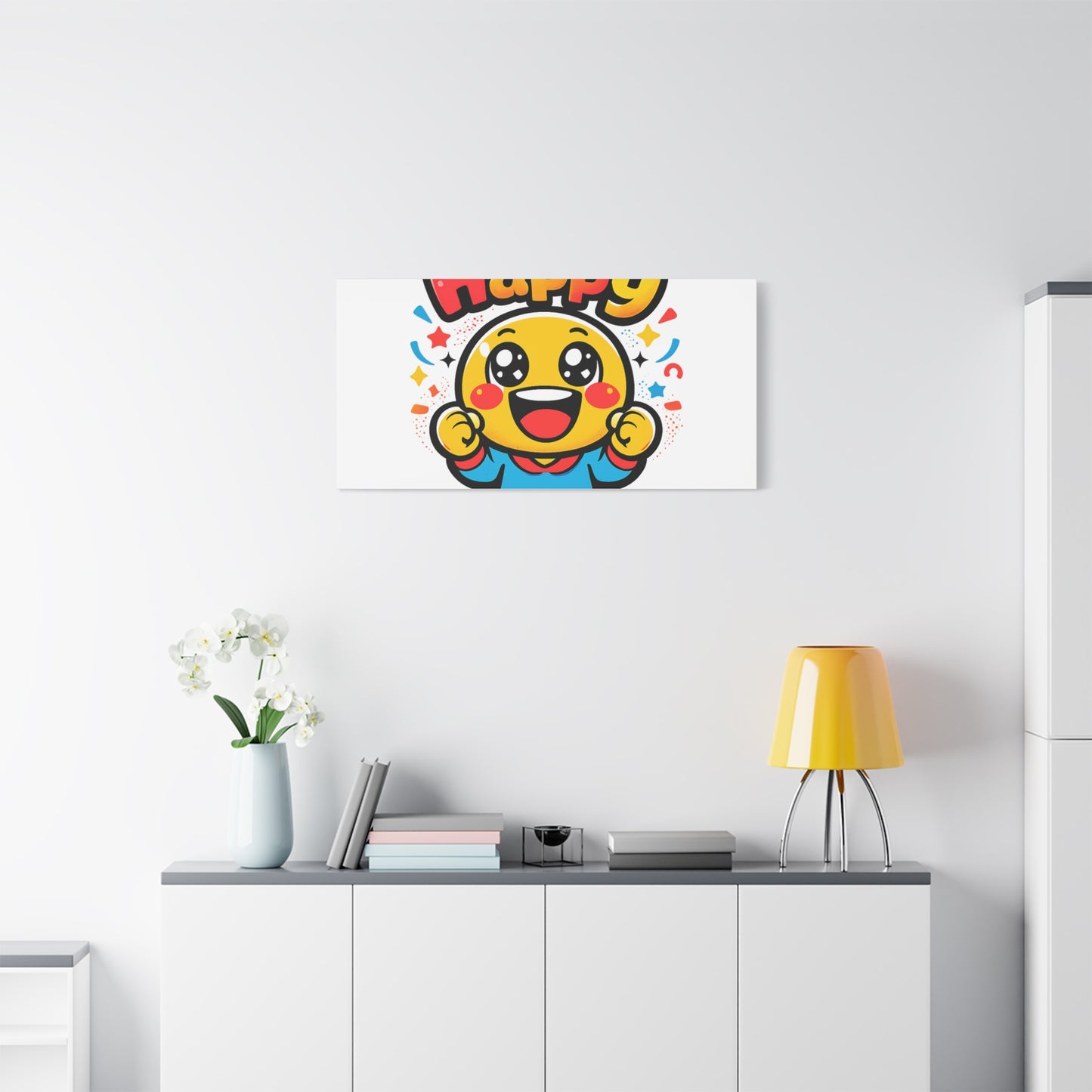 Happy Emoji Cartoon Canvas | Bold Cartoon, Thick Outline, Kawaii Minimal