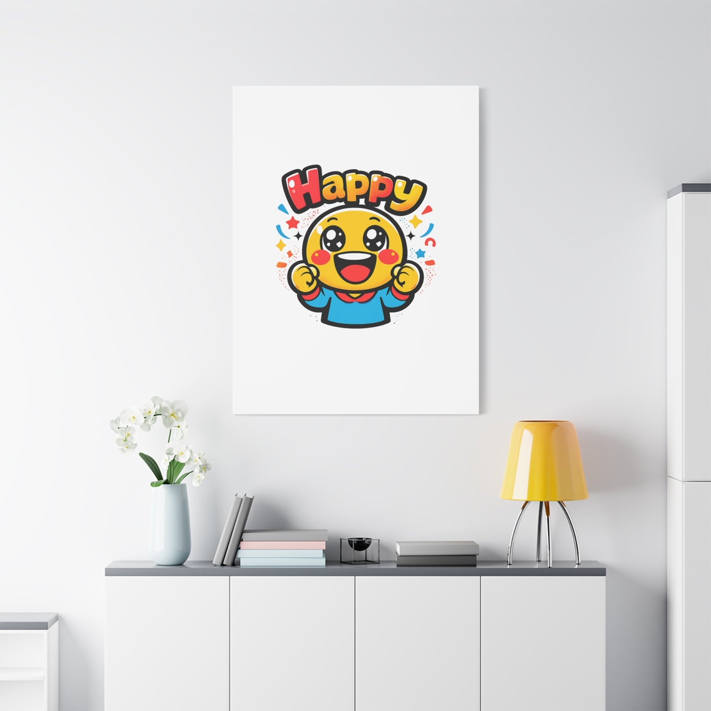 Happy Emoji Cartoon Canvas | Bold Cartoon, Thick Outline, Kawaii Minimal