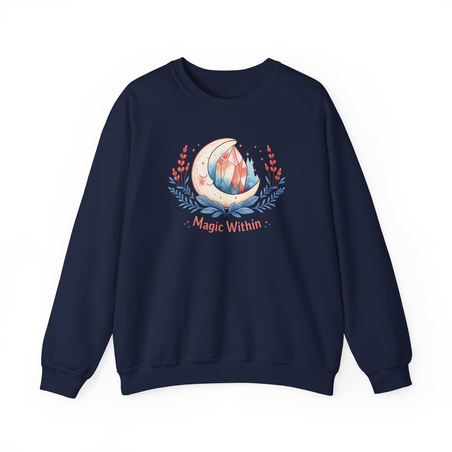 Magic Within crystal wreath Sweatshirt | witchcore, moon phase, crystals