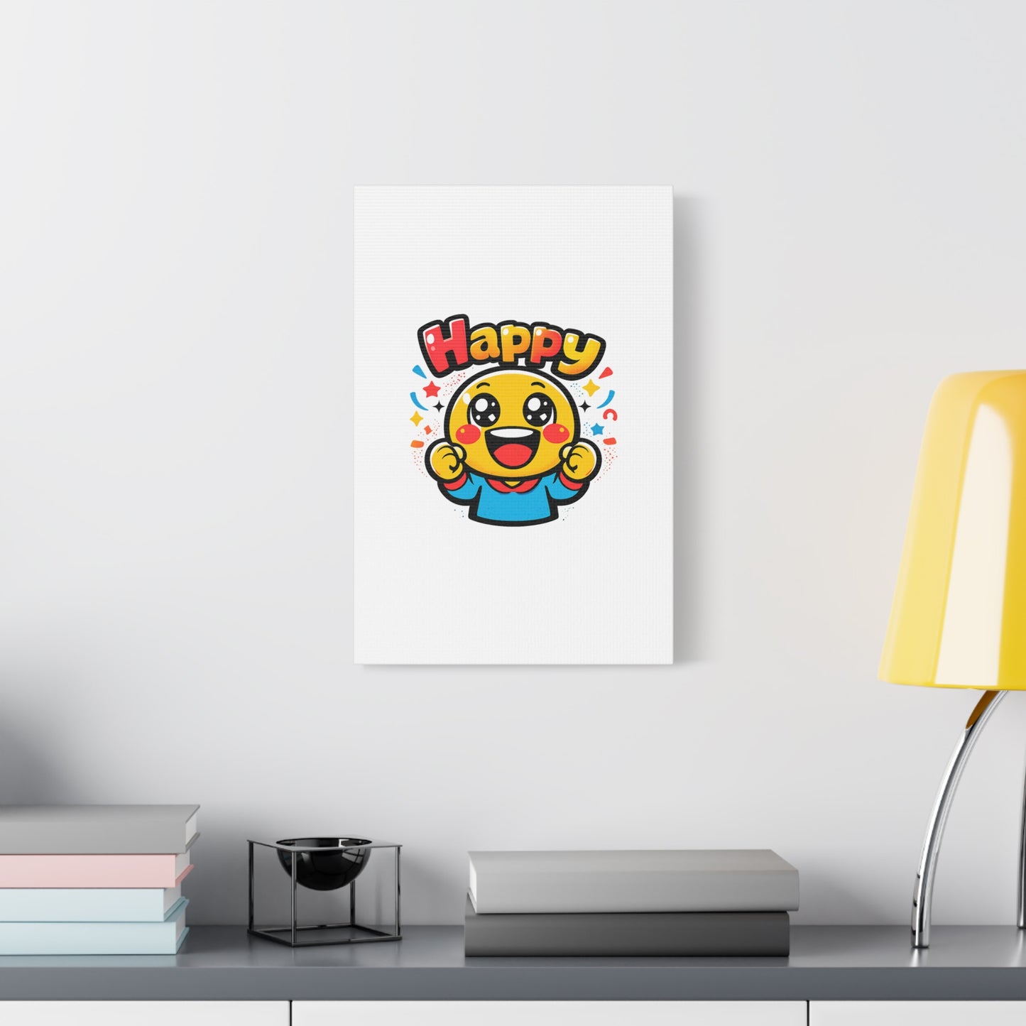 Happy Emoji Cartoon Canvas | Bold Cartoon, Thick Outline, Kawaii Minimal