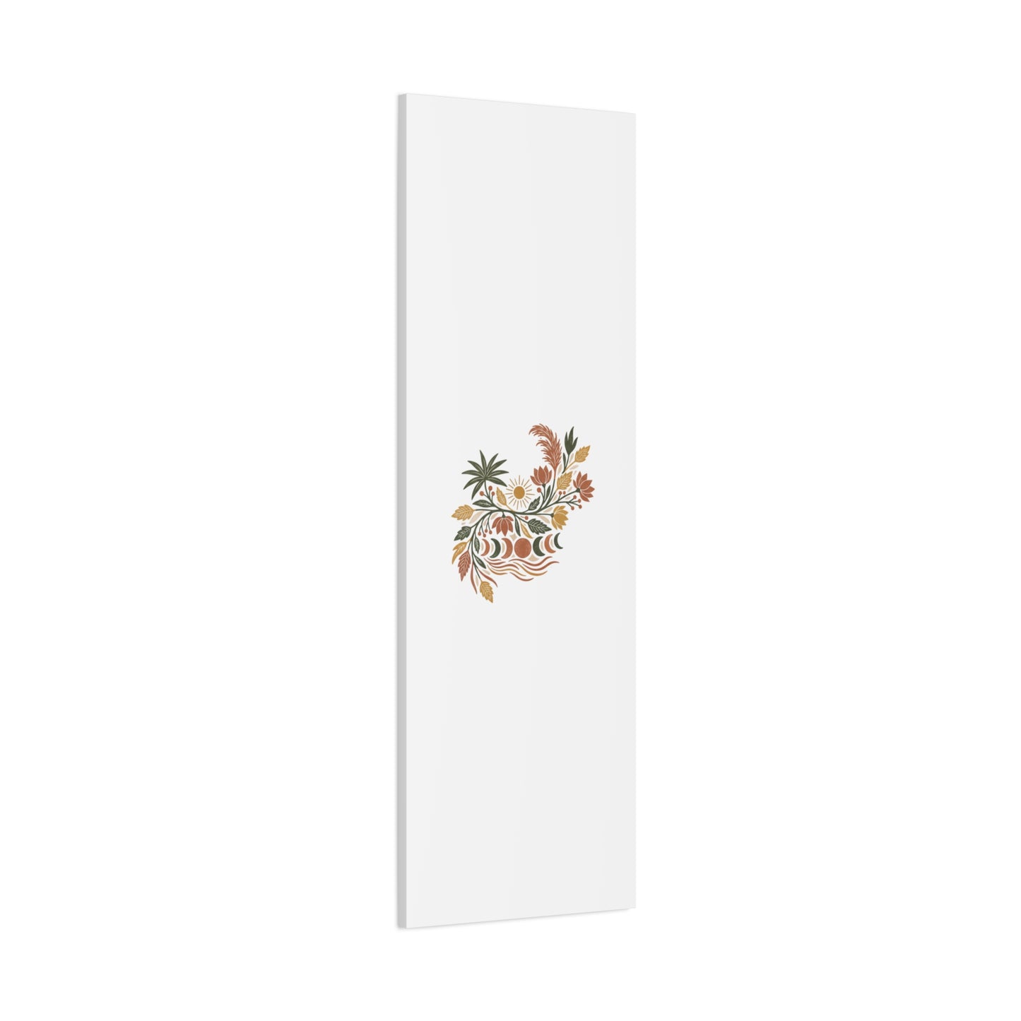 Boho Floral Moon Phase Canvas Print — Matte Stretched Wall Art