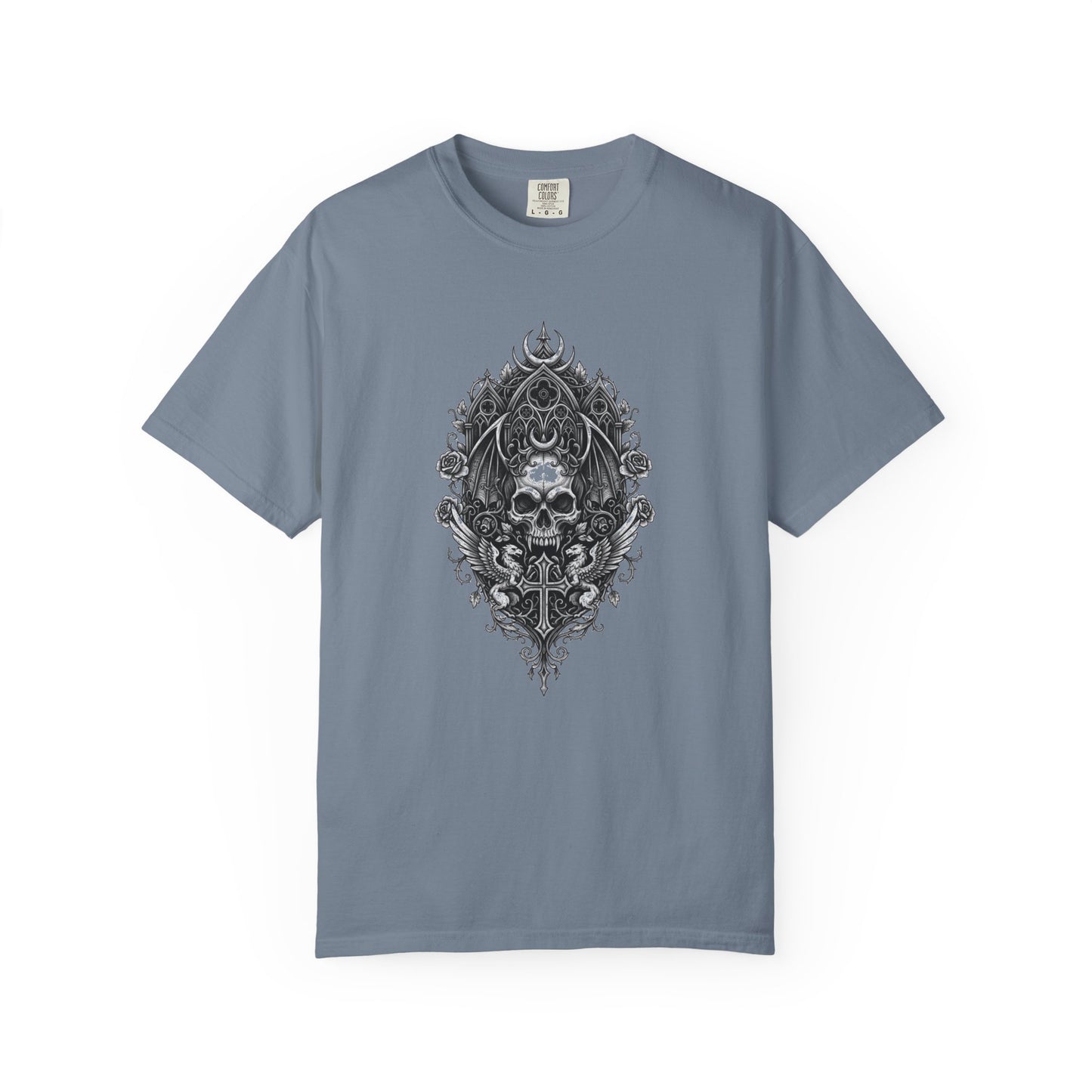 Skull & Cross Key Gothic T-Shirt — Ornate Dark Art Graphic Tee