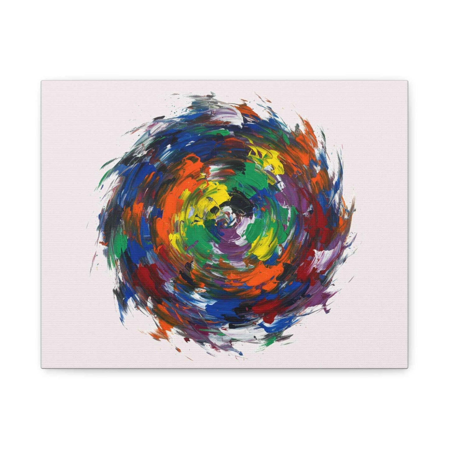 Abstract Color Swirl Canvas - Vibrant Circular Brushstroke Wall Art (Matte Stretched)
