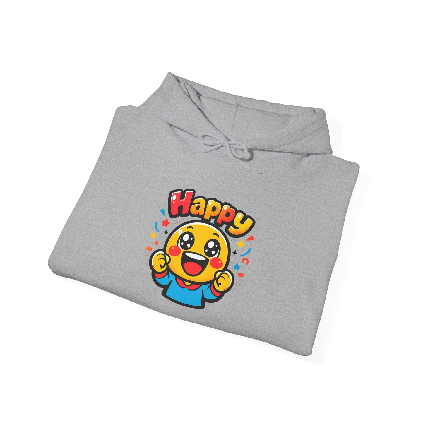Happy Mood Face Hoodie | bold cartoon, thick outline kawaii emoji