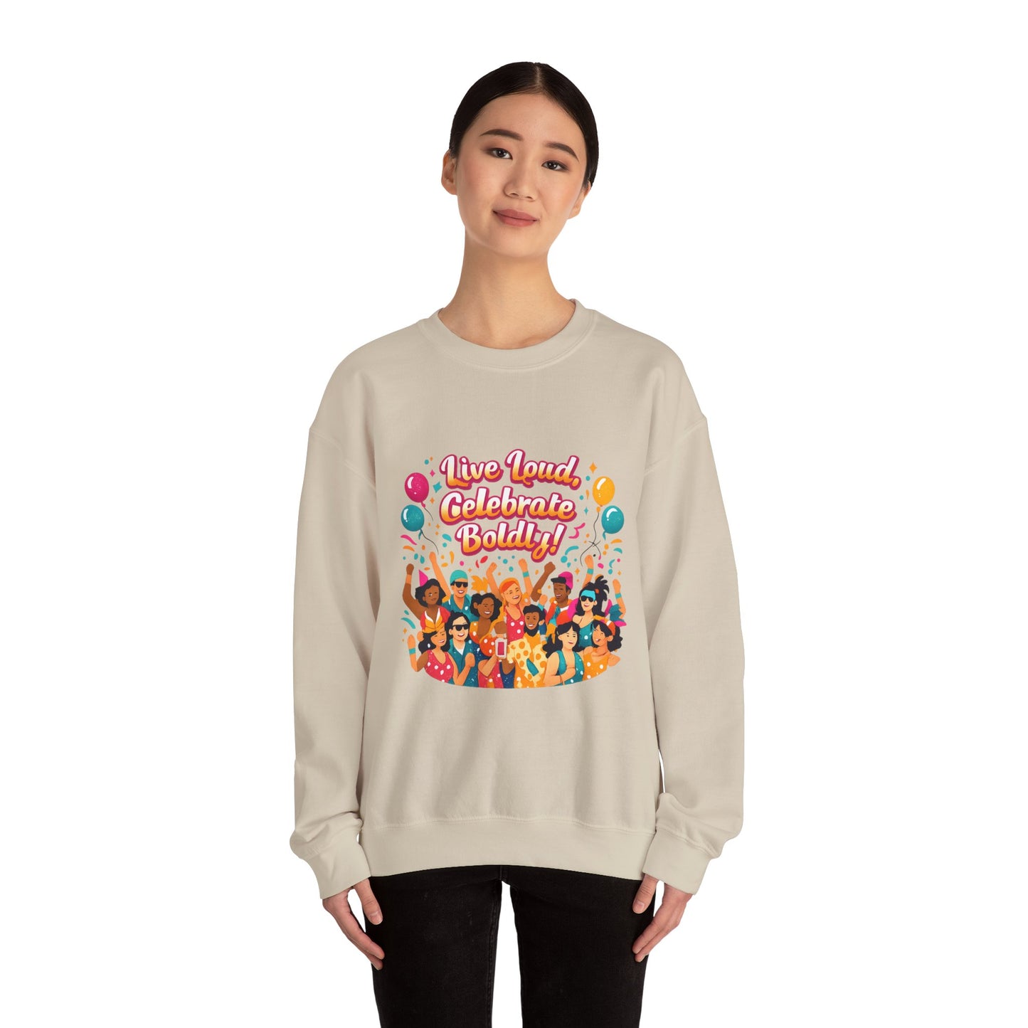 Celebrate Boldly Sweatshirt | carnival confetti colorblocked neon brights