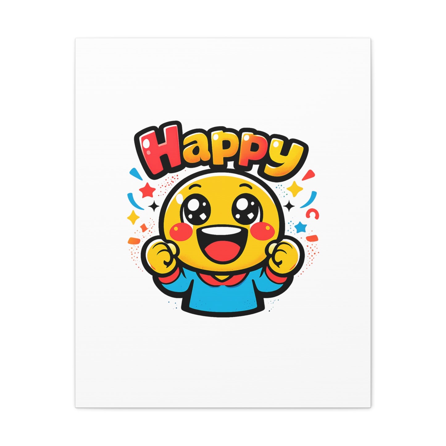 Happy Emoji Cartoon Canvas | Bold Cartoon, Thick Outline, Kawaii Minimal