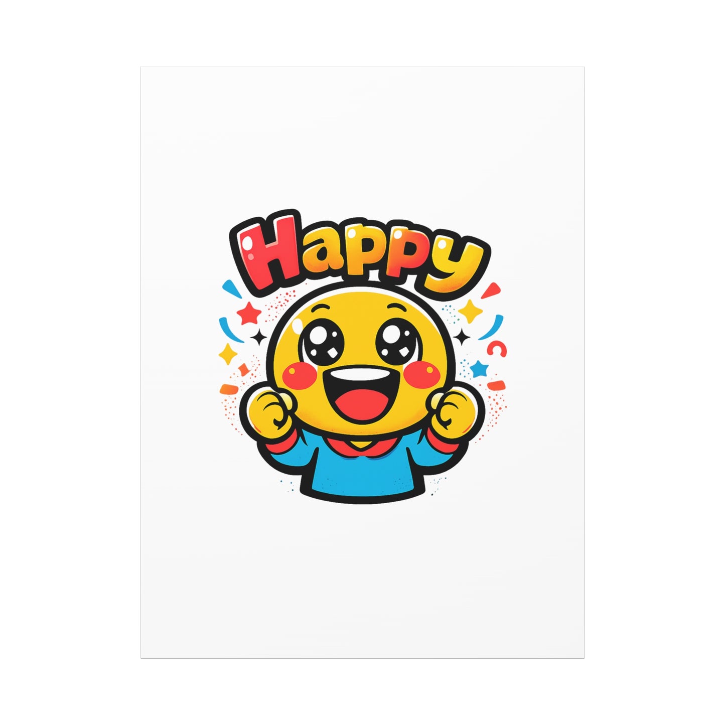 Happy Emoji Cartoon Canvas | Bold Cartoon, Thick Outline, Kawaii Minimal