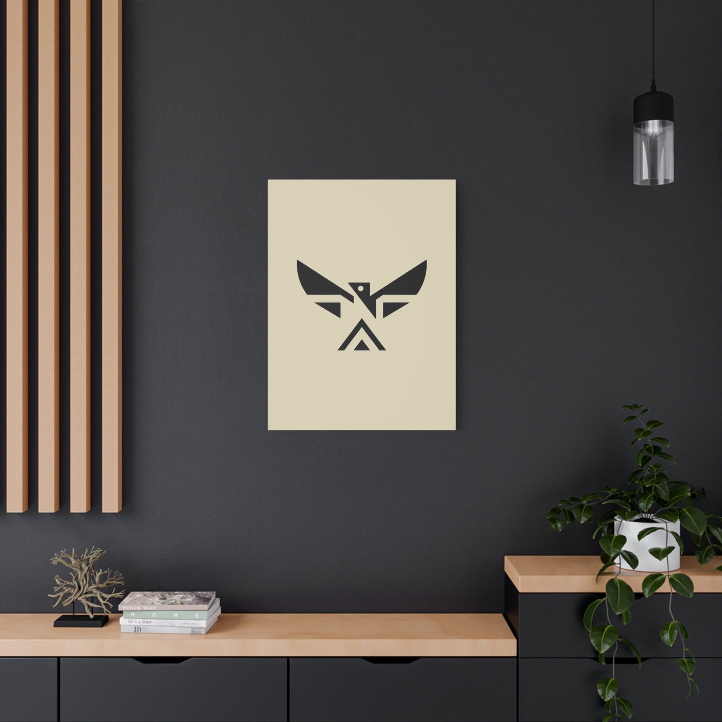 Minimalist Geometric Eagle Canvas Print — Modern Native-Inspired Wall Art
