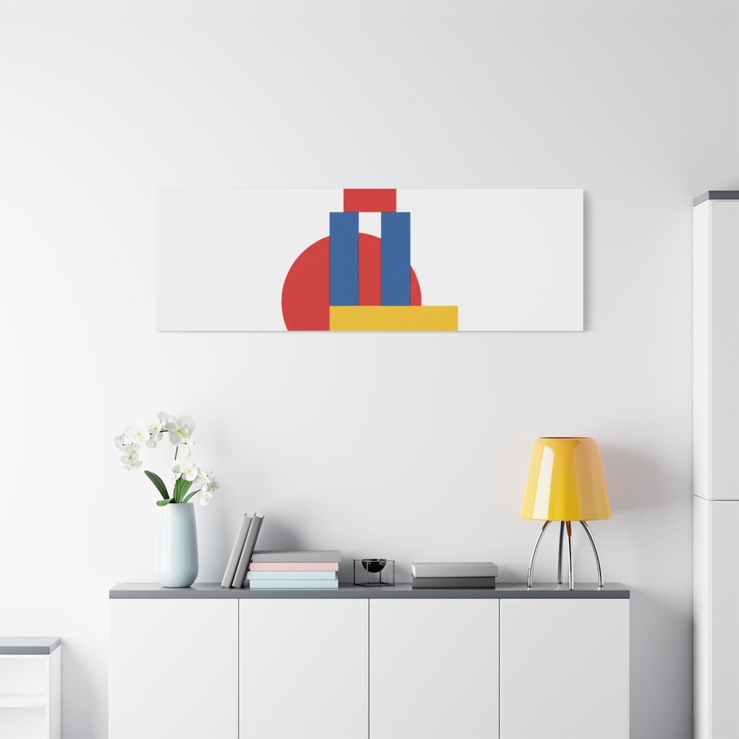 Abstract Geometric Shape Canvas Print — Minimalist Primary Color Wall Art
