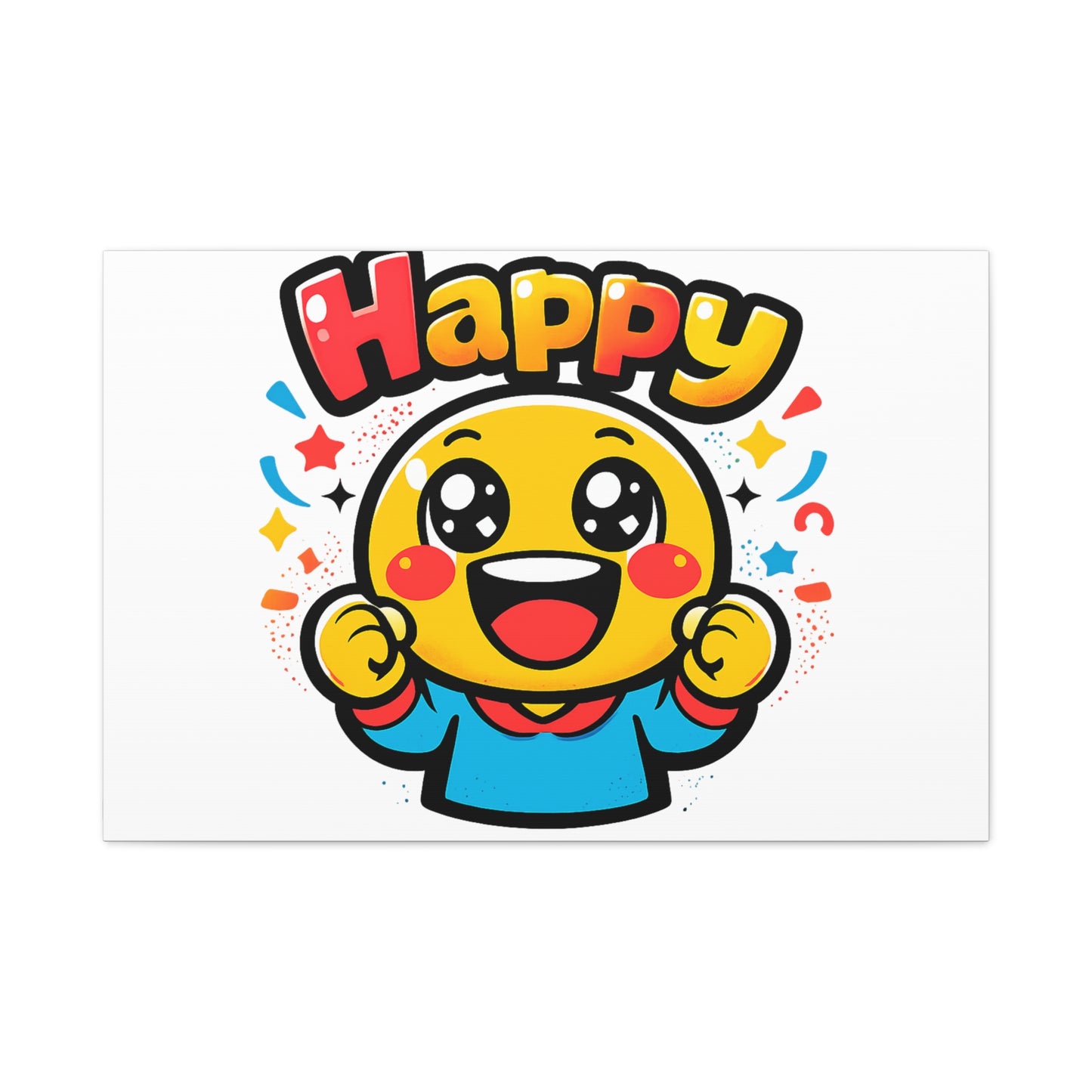 Happy Emoji Cartoon Canvas | Bold Cartoon, Thick Outline, Kawaii Minimal