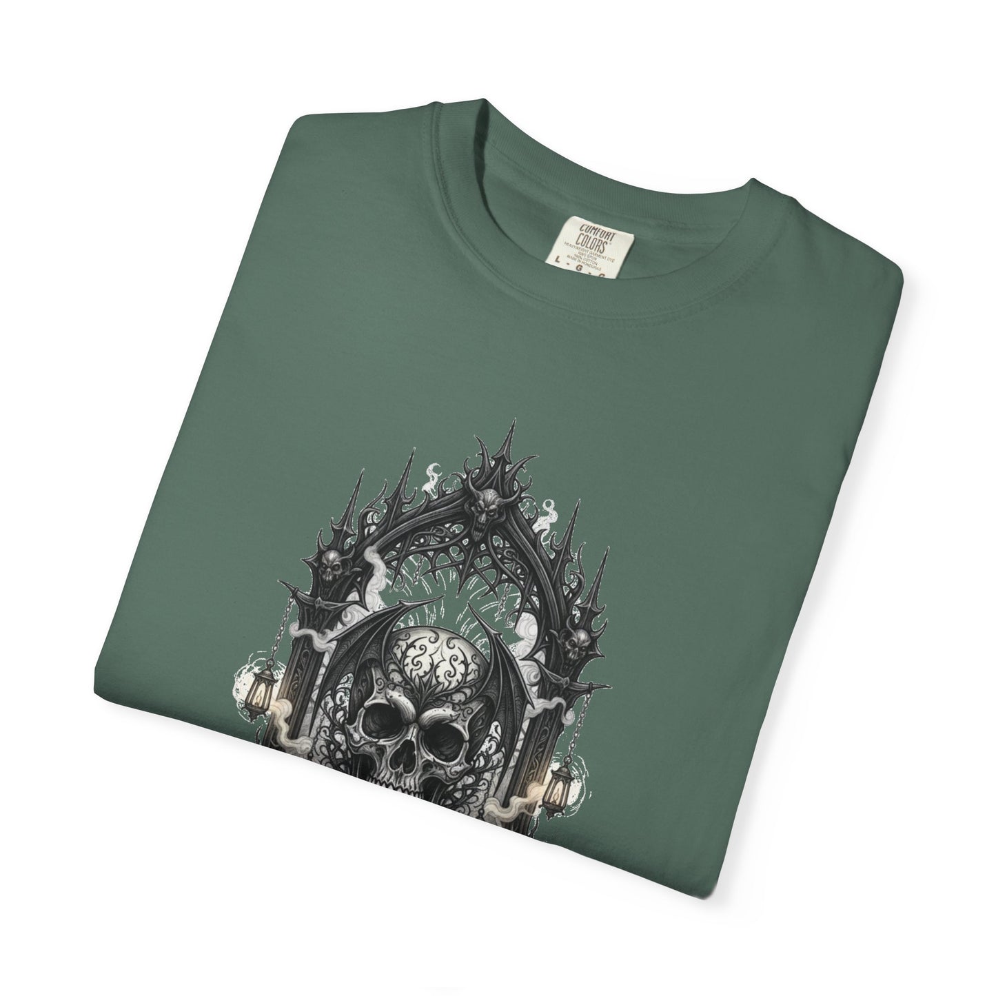 Skull Cathedral T-Shirt — Gothic Skull & Candle Graphic Tee
