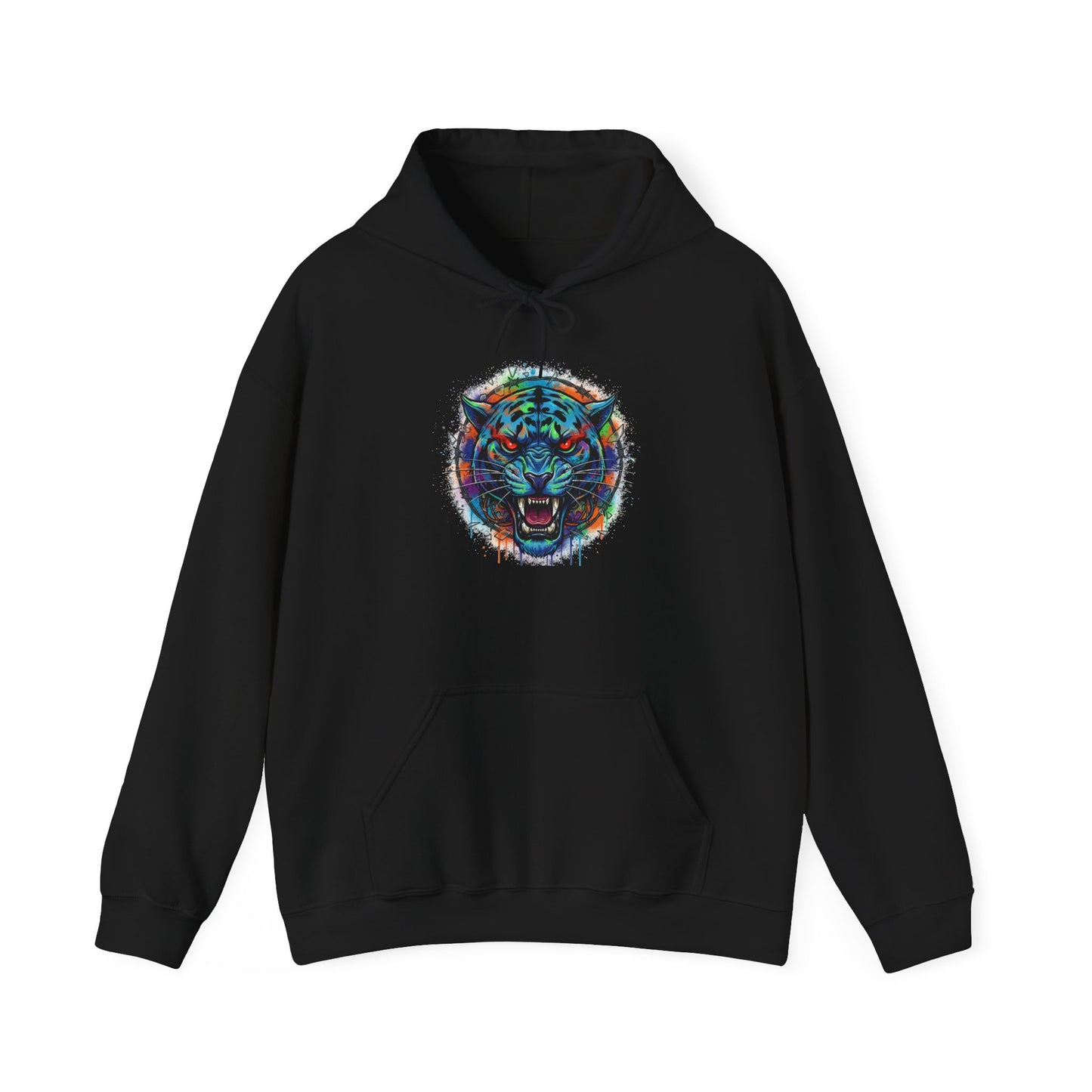 Wolf Head Hoodie — Vibrant Tribal Neon Wolf Sweatshirt