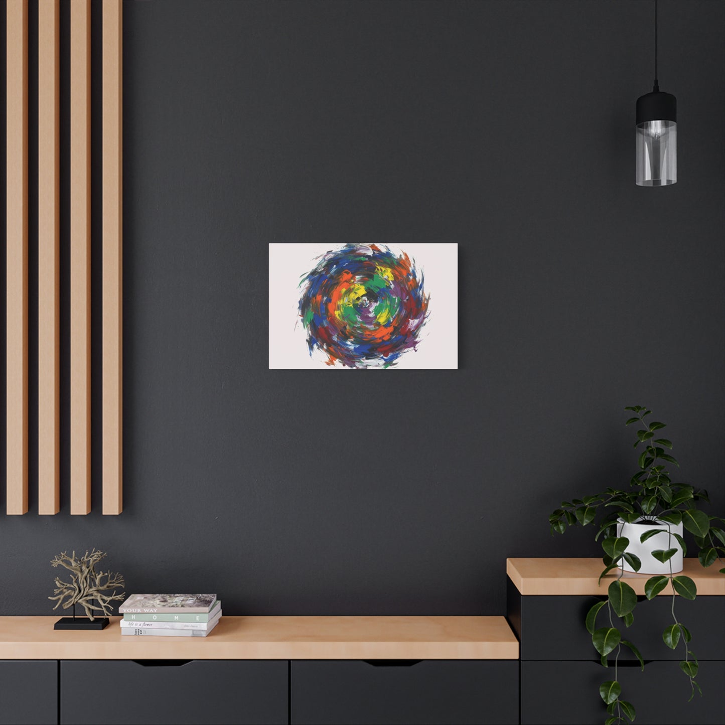 Abstract Color Swirl Canvas - Vibrant Circular Brushstroke Wall Art (Matte Stretched)