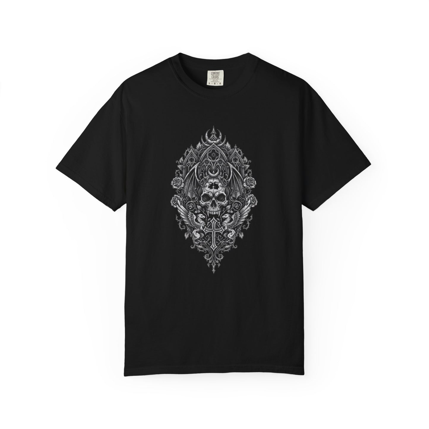 Skull & Cross Key Gothic T-Shirt — Ornate Dark Art Graphic Tee