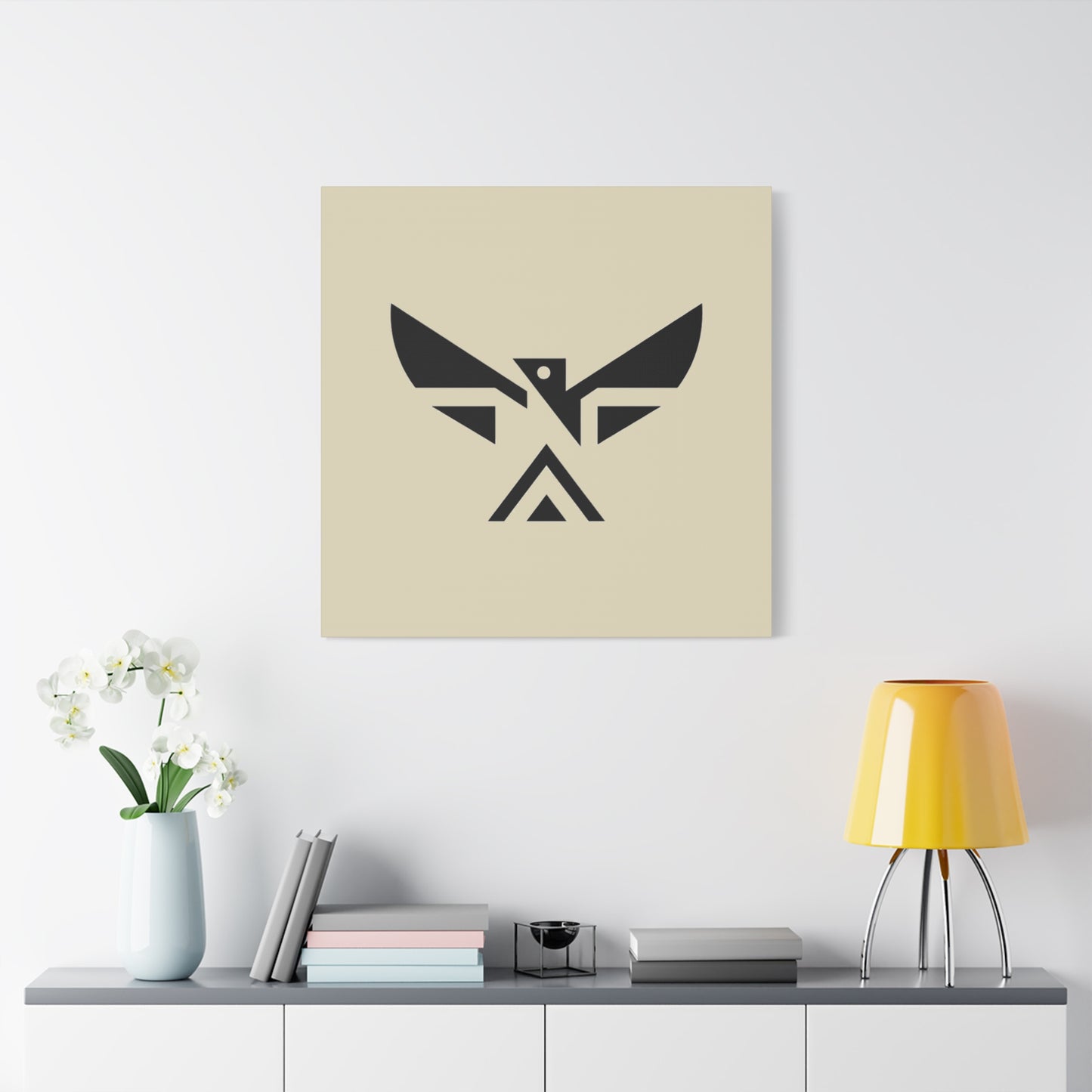 Minimalist Geometric Eagle Canvas Print — Modern Native-Inspired Wall Art