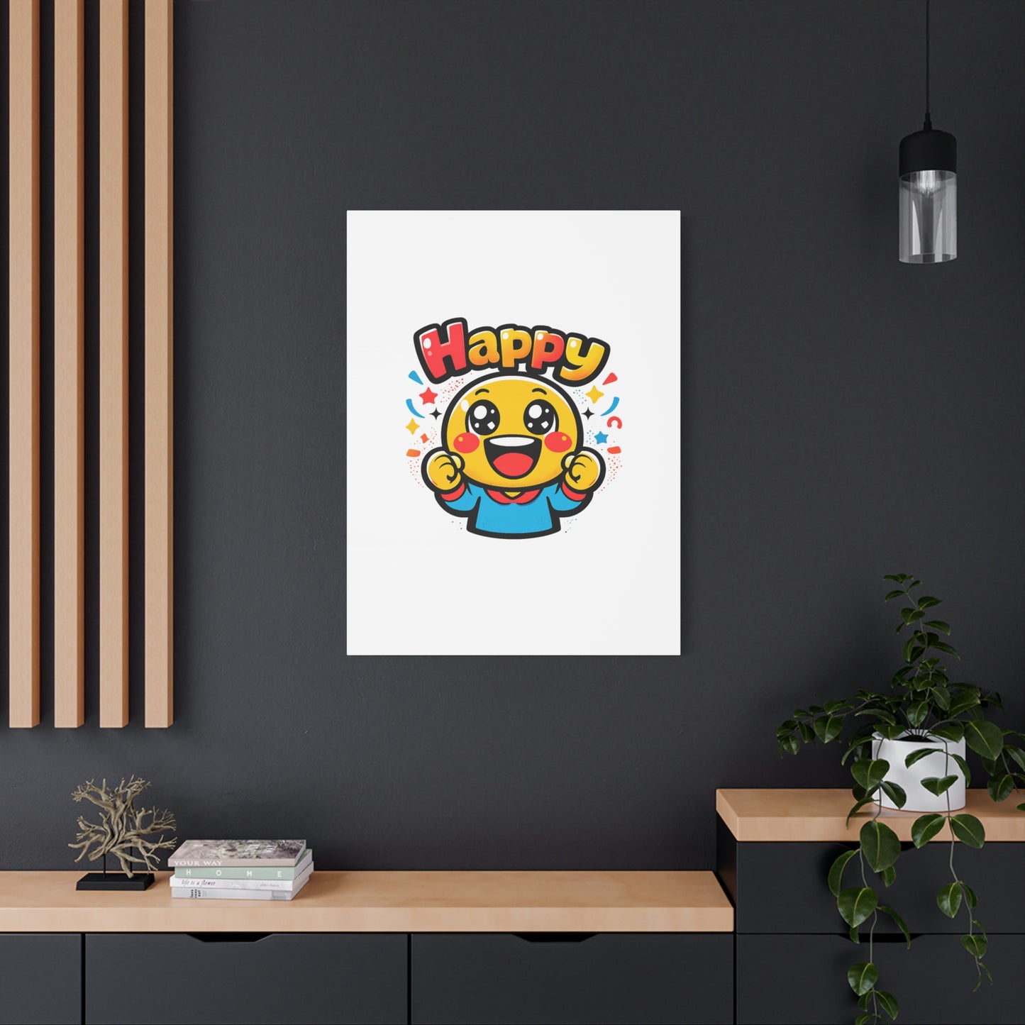 Happy Emoji Cartoon Canvas | Bold Cartoon, Thick Outline, Kawaii Minimal