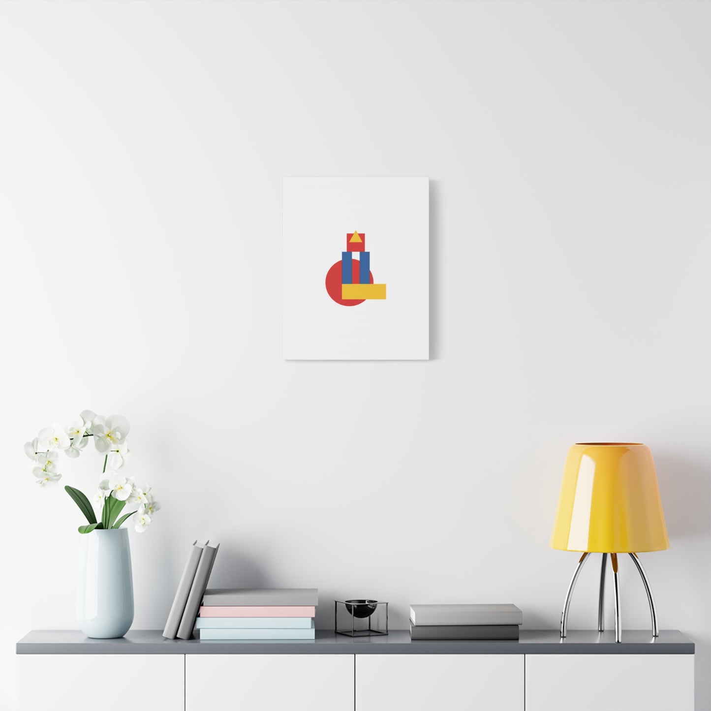 Abstract Geometric Shape Canvas Print — Minimalist Primary Color Wall Art