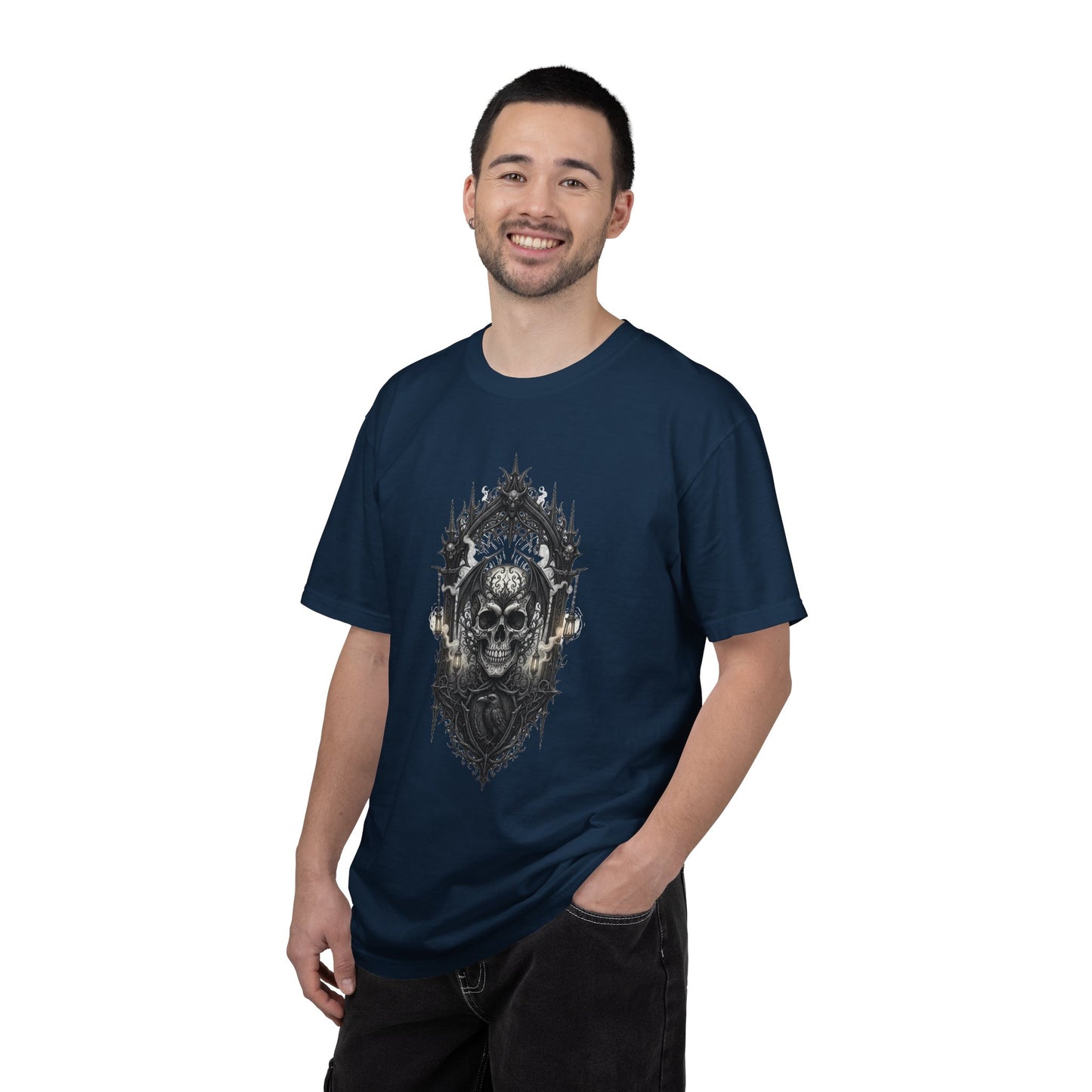Skull Cathedral T-Shirt — Gothic Skull & Candle Graphic Tee