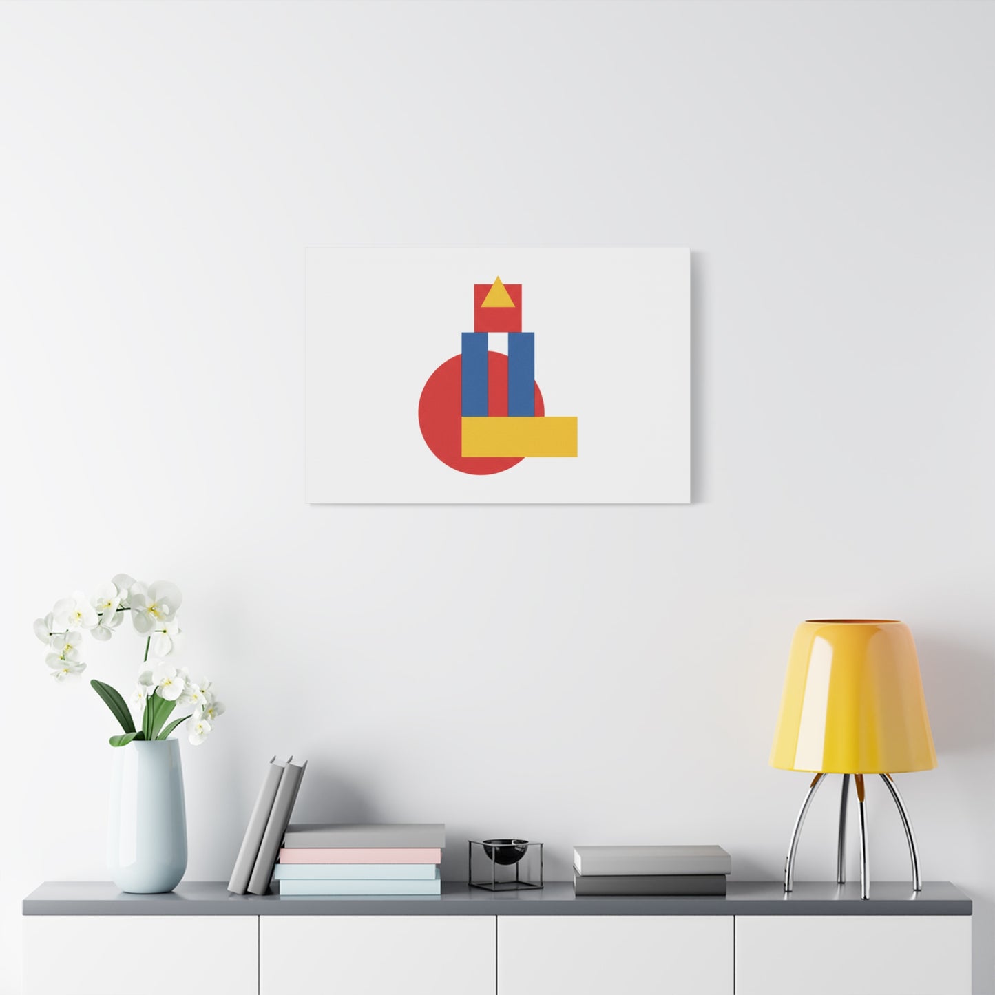 Abstract Geometric Shape Canvas Print — Minimalist Primary Color Wall Art