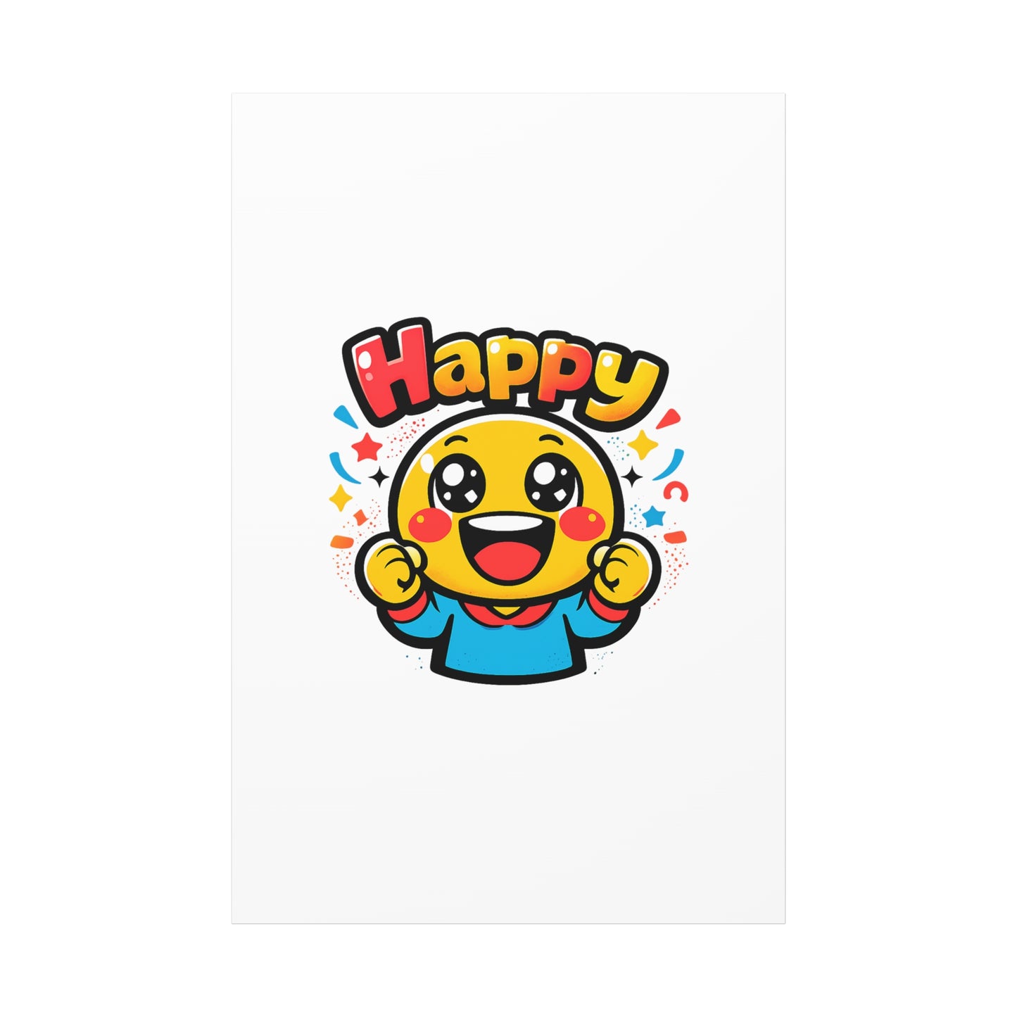 Happy Emoji Cartoon Canvas | Bold Cartoon, Thick Outline, Kawaii Minimal