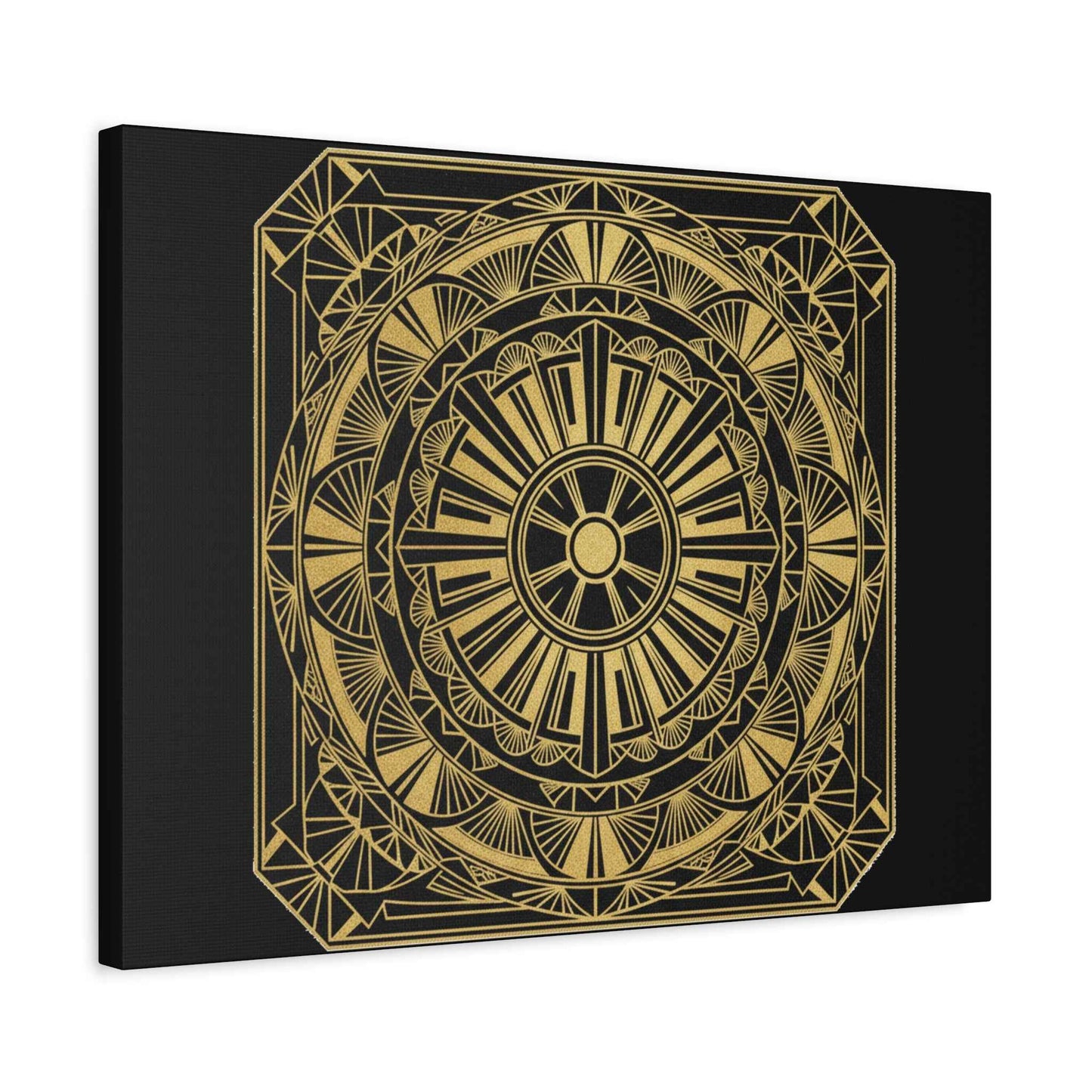 Gold Mandala Canvas Wall Art — Geometric Boho Matte Stretched Canvas
