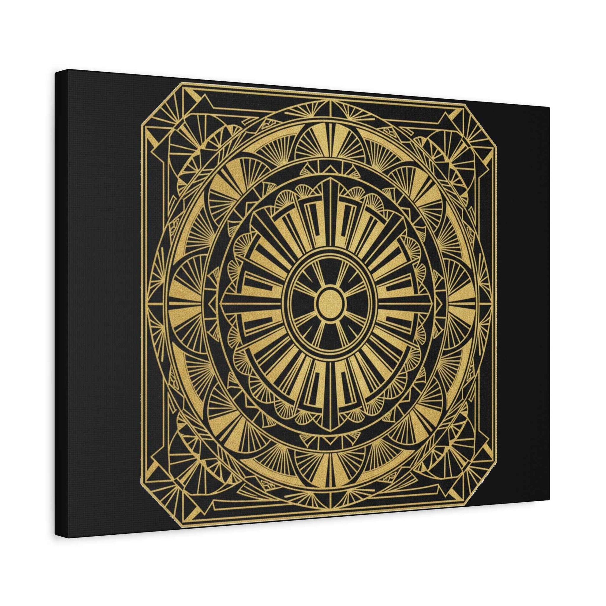 Gold Mandala Canvas Wall Art — Geometric Boho Matte Stretched Canvas