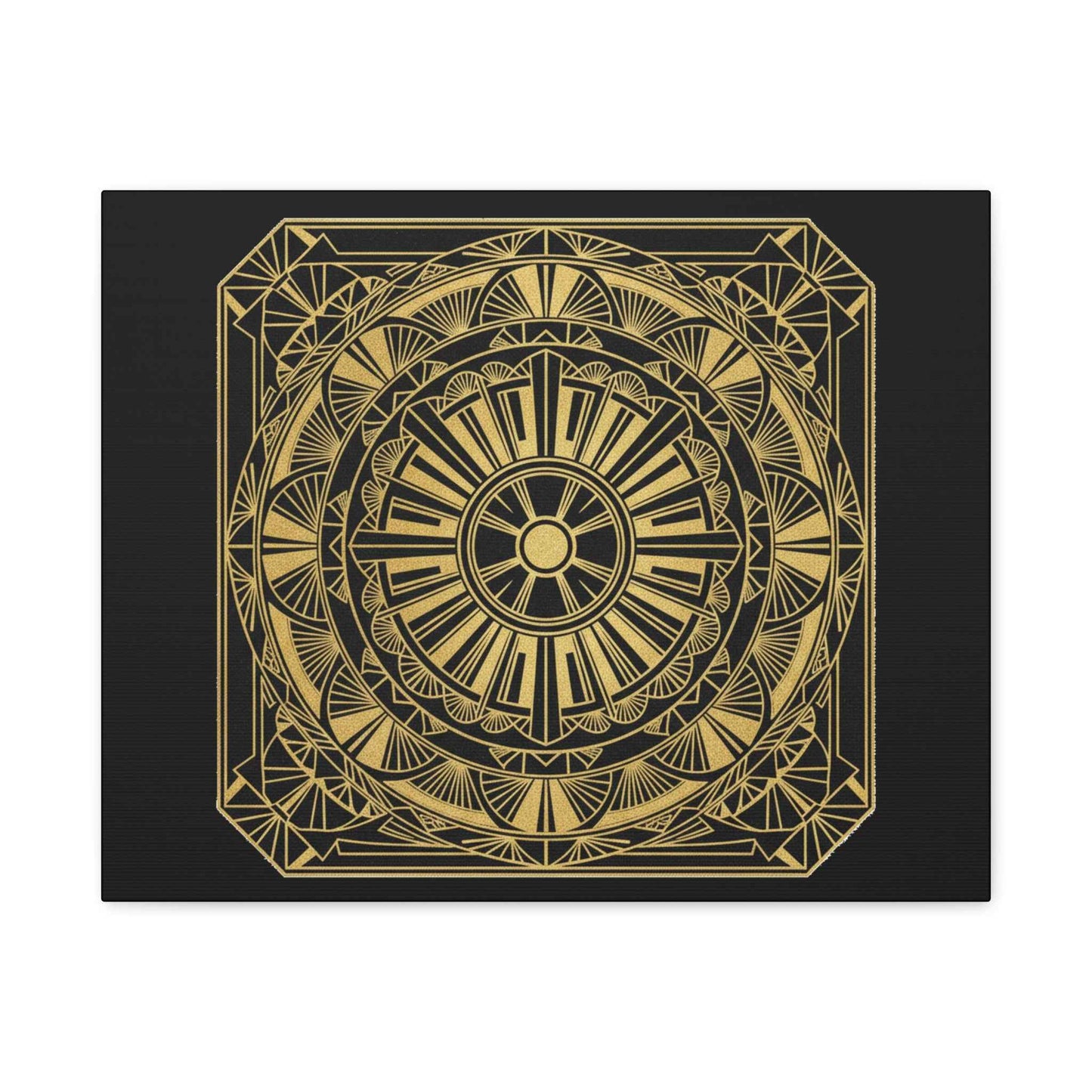 Gold Mandala Canvas Wall Art — Geometric Boho Matte Stretched Canvas