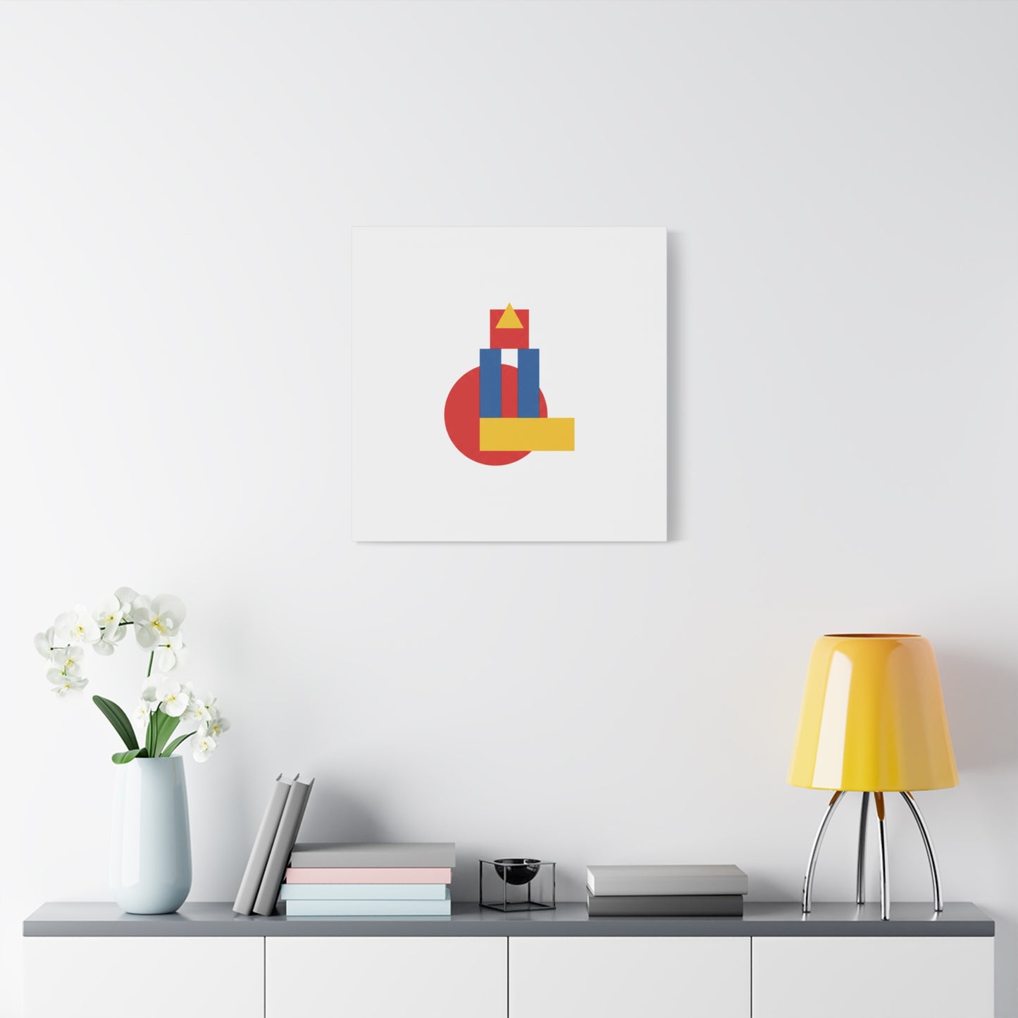 Abstract Geometric Shape Canvas Print — Minimalist Primary Color Wall Art