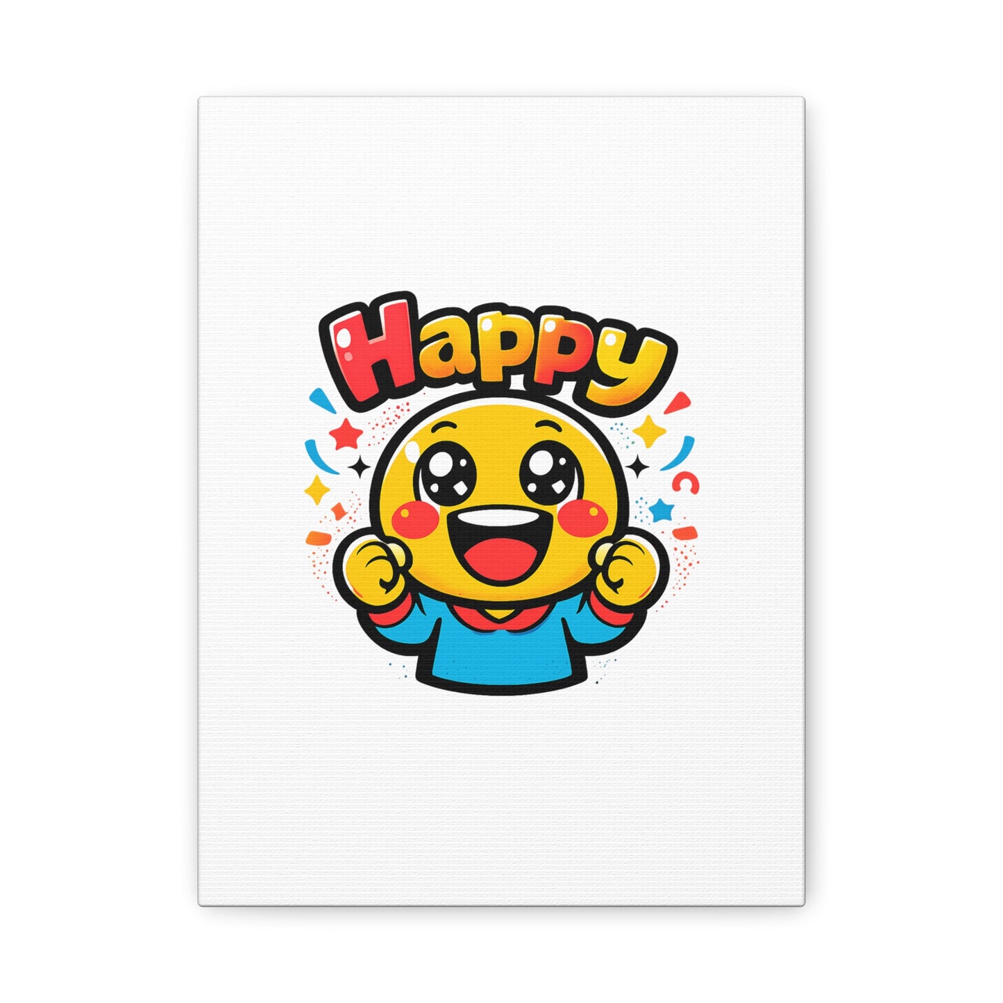 Happy Emoji Cartoon Canvas | Bold Cartoon, Thick Outline, Kawaii Minimal
