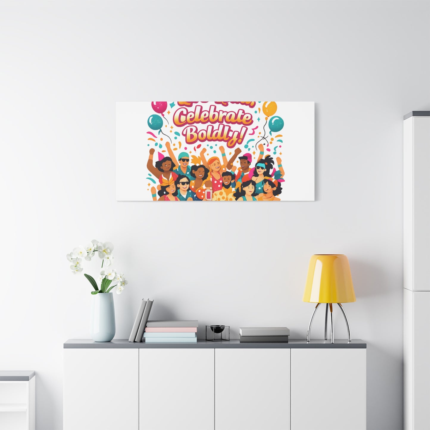 Live Loud Celebrate Boldly Canvas | Carnival Fiesta Confetti, Neon brights