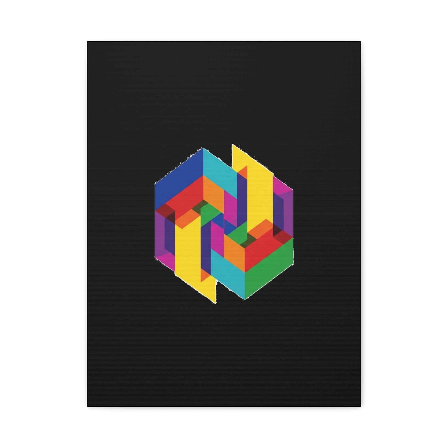 Colorful Geometric Cube Canvas Print — Modern Abstract Wall Art