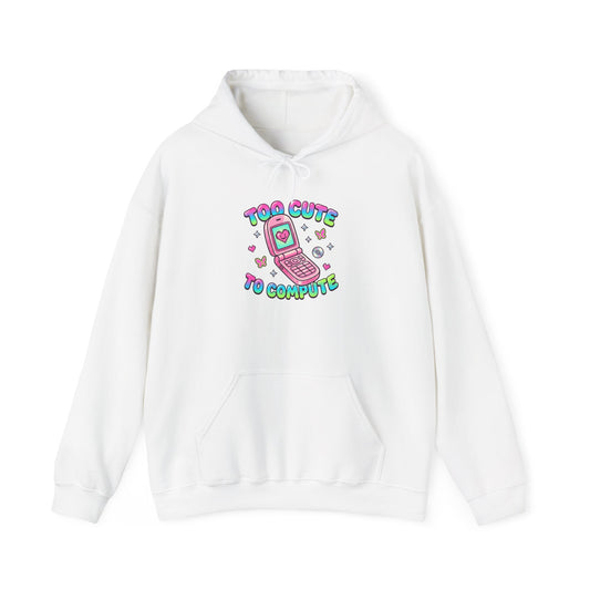 Too Cute To Compute hoodie | Y2K aesthetic, 2000s retro internet graphic