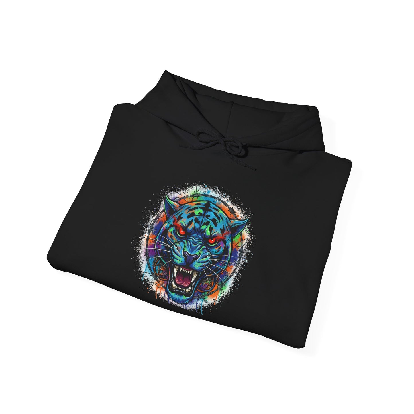 Wolf Head Hoodie — Vibrant Tribal Neon Wolf Sweatshirt