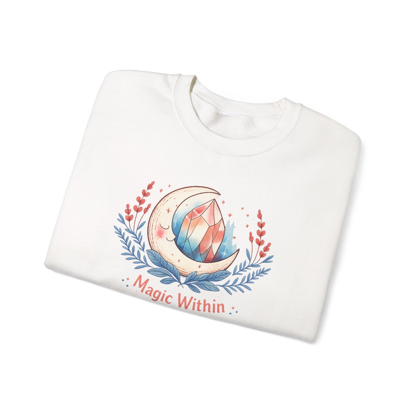 Magic Within crystal wreath Sweatshirt | witchcore, moon phase, crystals